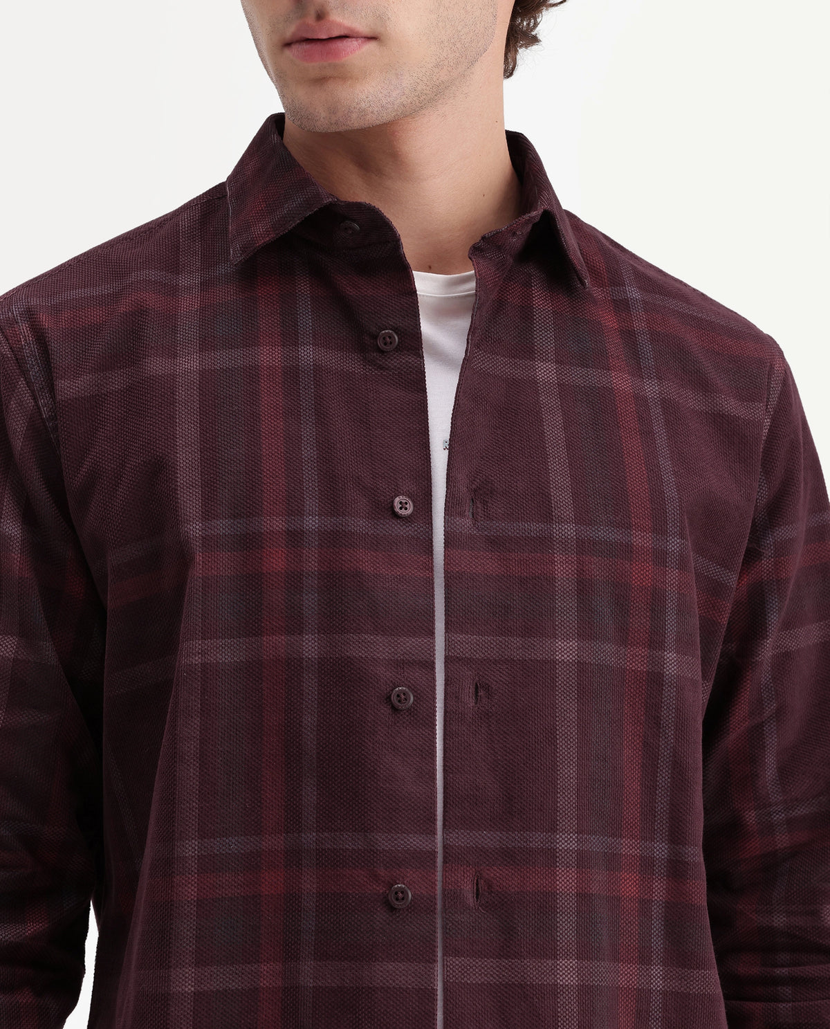 Rare Rabbit Men's Edom Pastel Maroon Cotton Button Regular Fit Checked Shirt