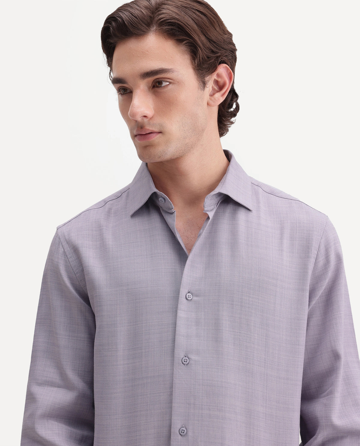 Rare Rabbit Men's Gama Pastel Purple Cotton Blend Button Regular Fit Plain Shirt