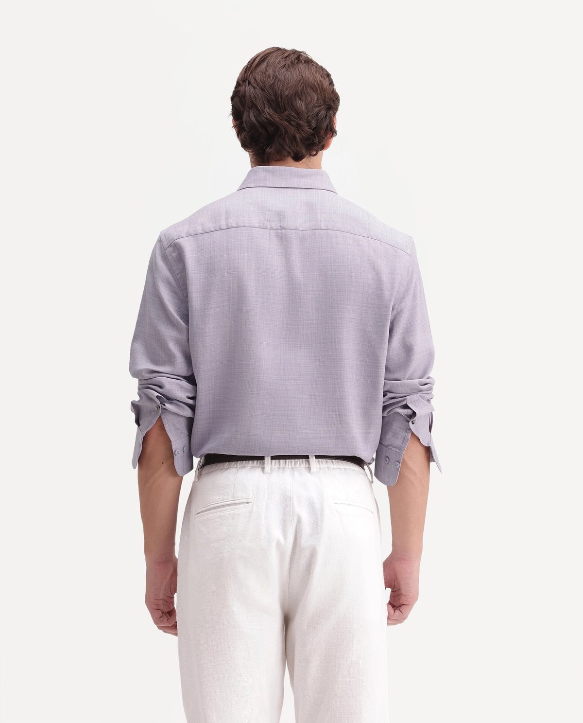 Rare Rabbit Men's Gama Pastel Purple Cotton Blend Button Regular Fit Plain Shirt