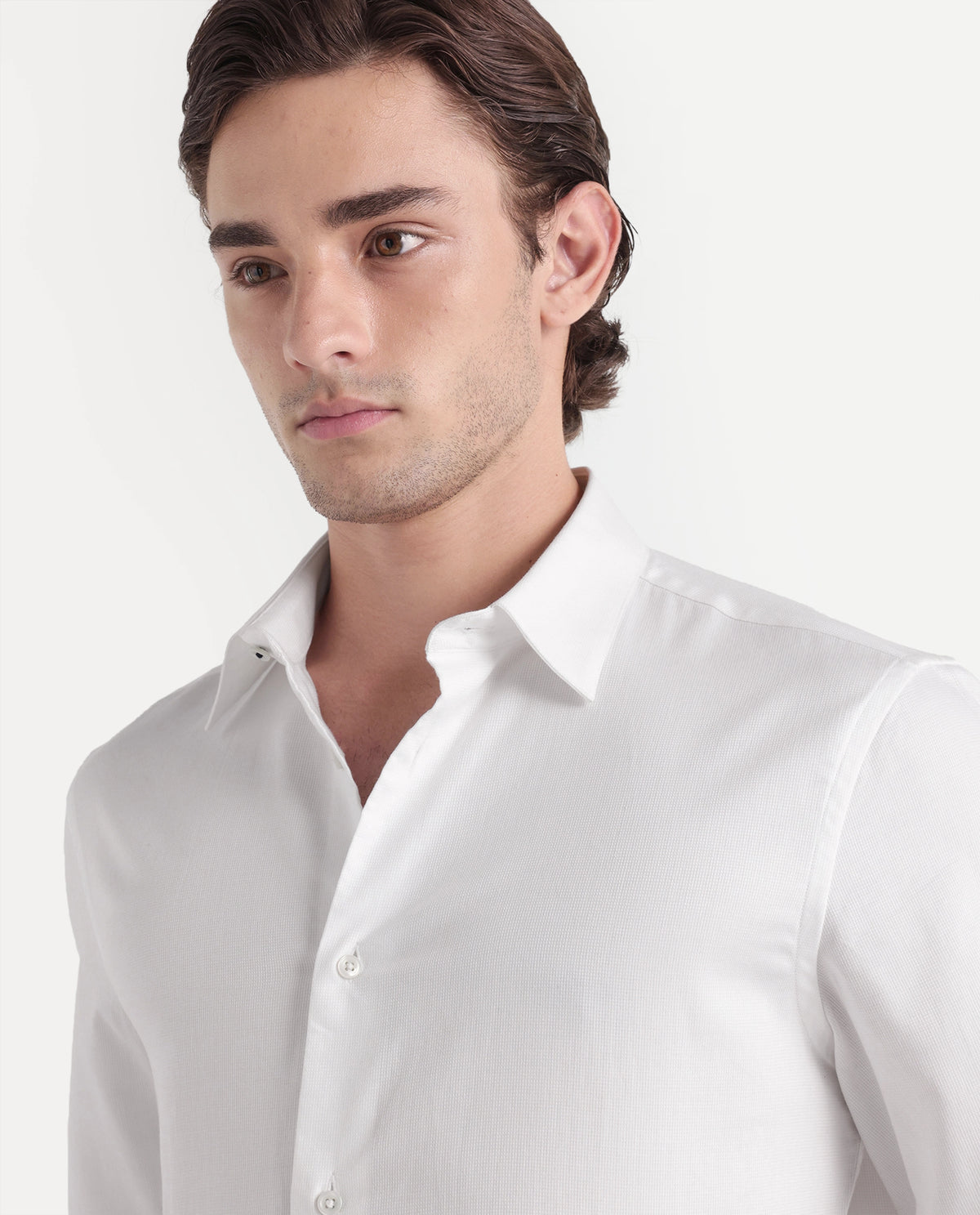 Rare Rabbit Men's Medis White Cotton Button Regular Fit Plain Shirt