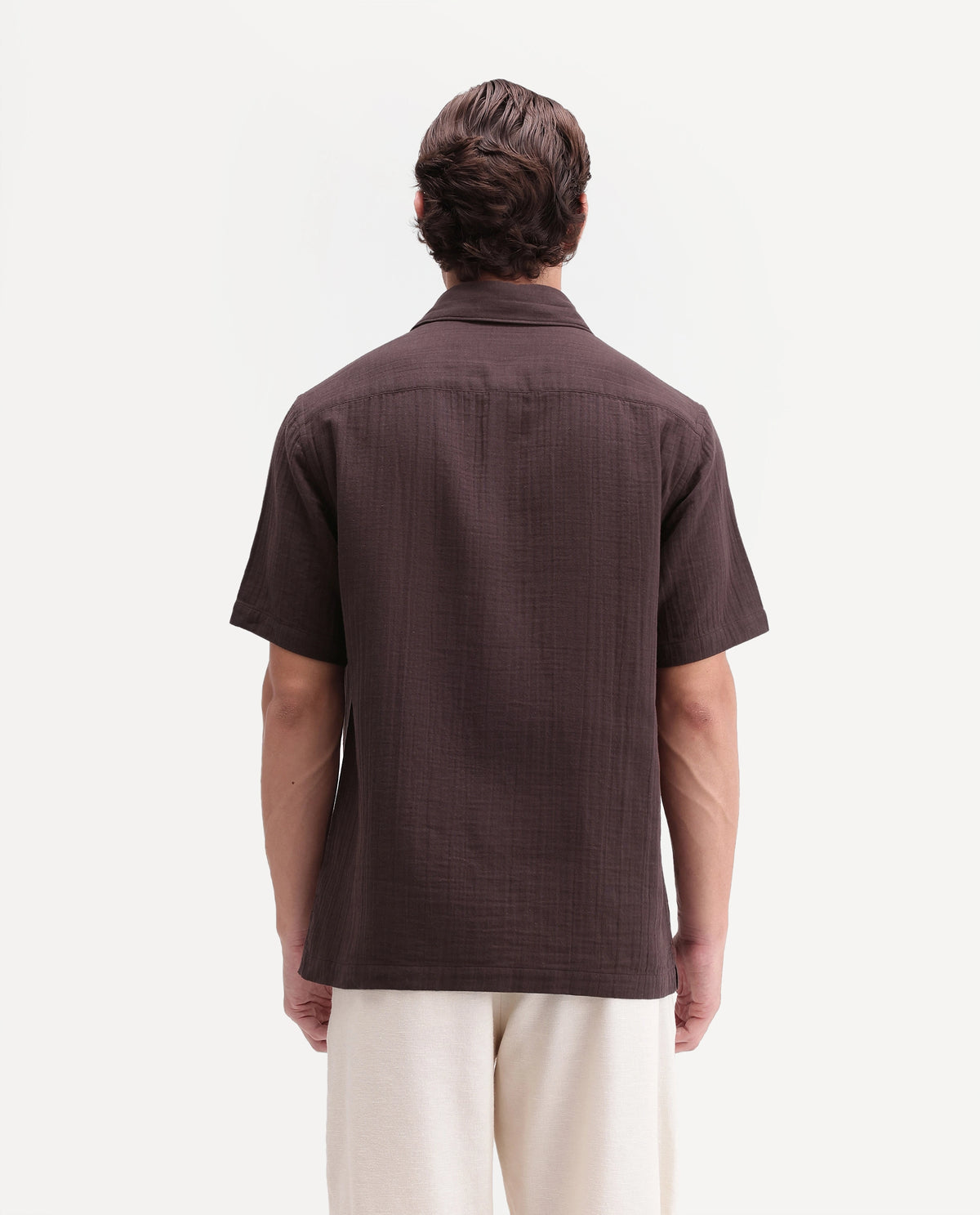 Rare Rabbit Men's Layerr Ss-A26 Dark Brown Cotton Button Regular Fit Plain Shirt
