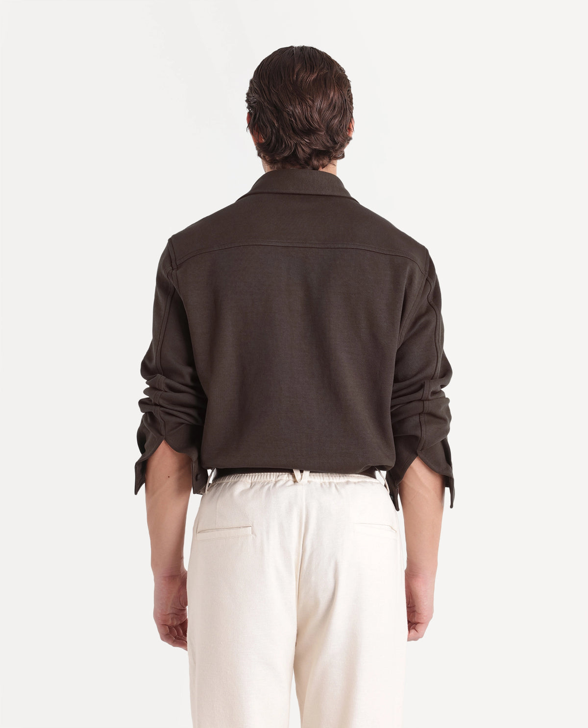 Rare Rabbit Men's Syra Brown Cotton Blend Button Relaxed Fit Plain Shirt