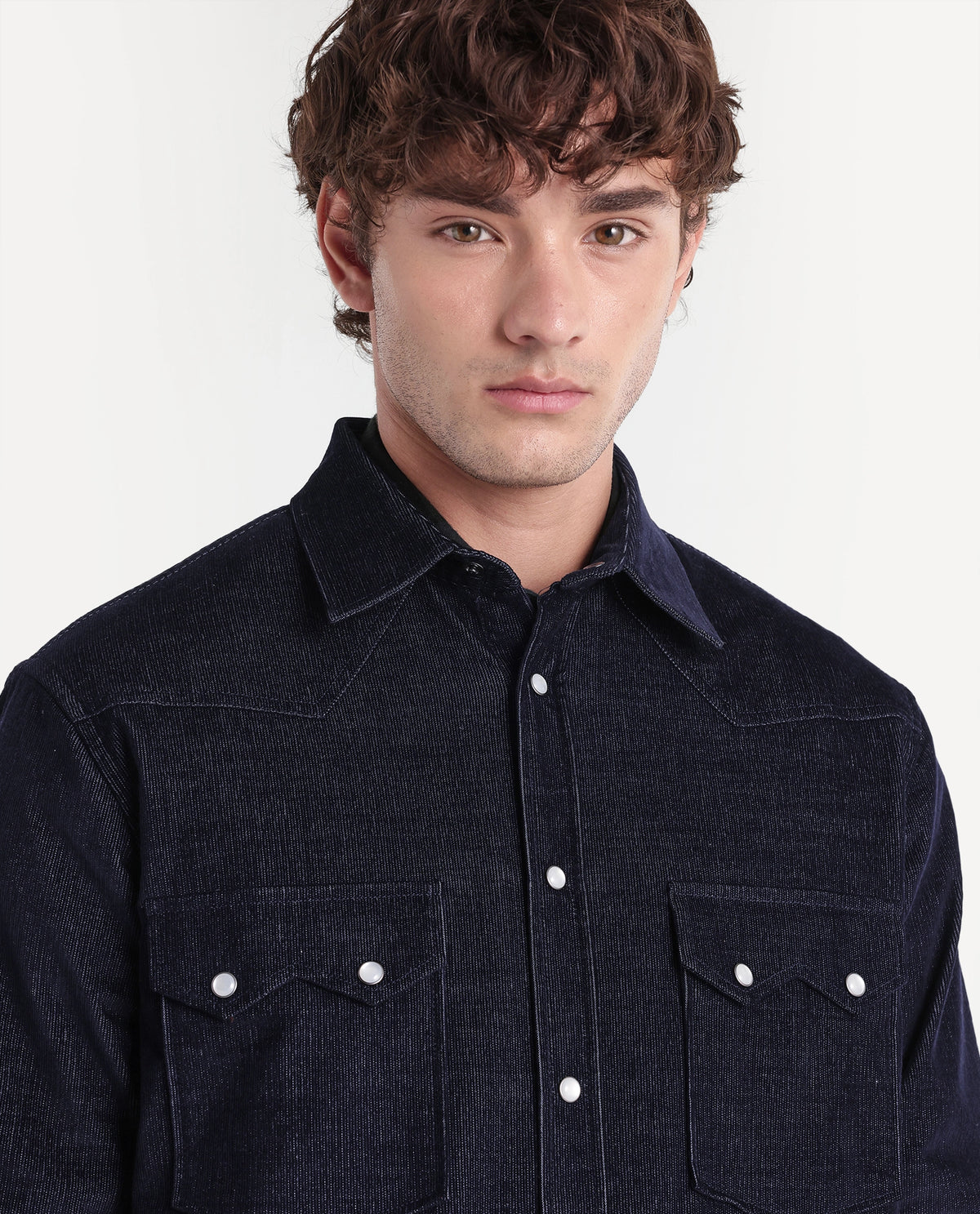 Rare Rabbit Men's Gary Blue Cotton Blend Button Regular Fit Plain Shirt