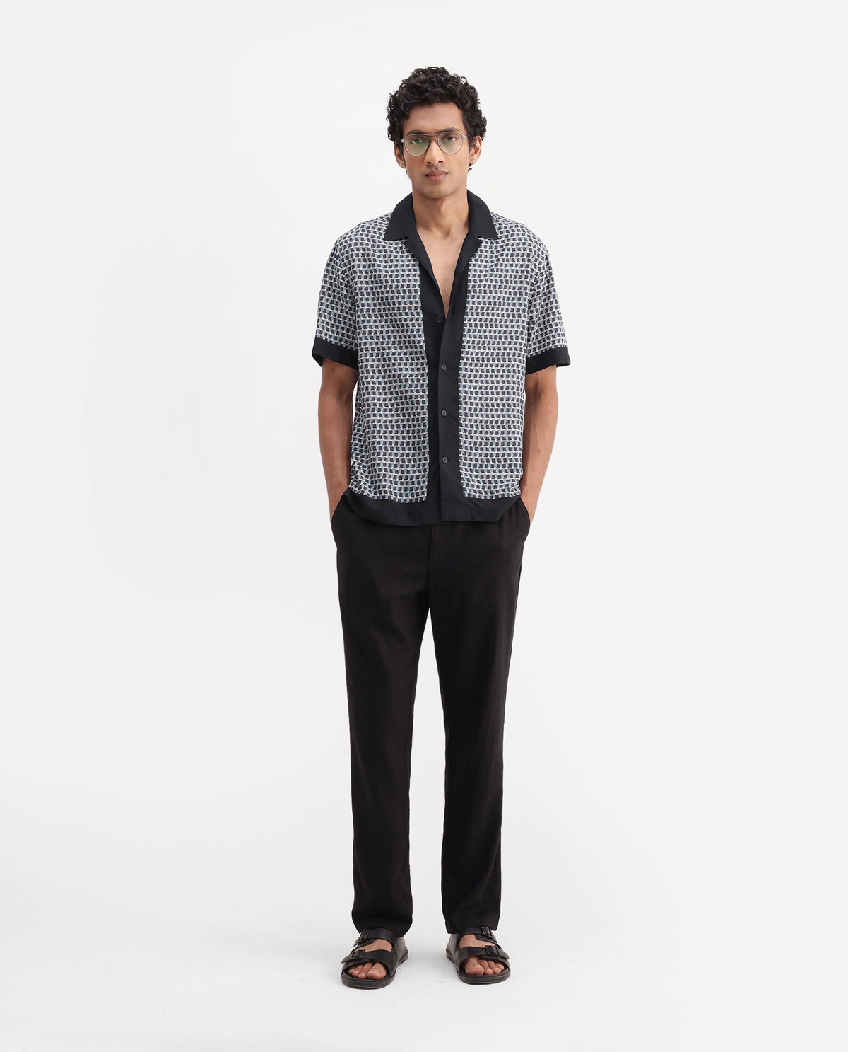 Rare Rabbit Men's Xine Off White Viscose Cuban Collar Button Regular Geometric Print Shirt - image 2