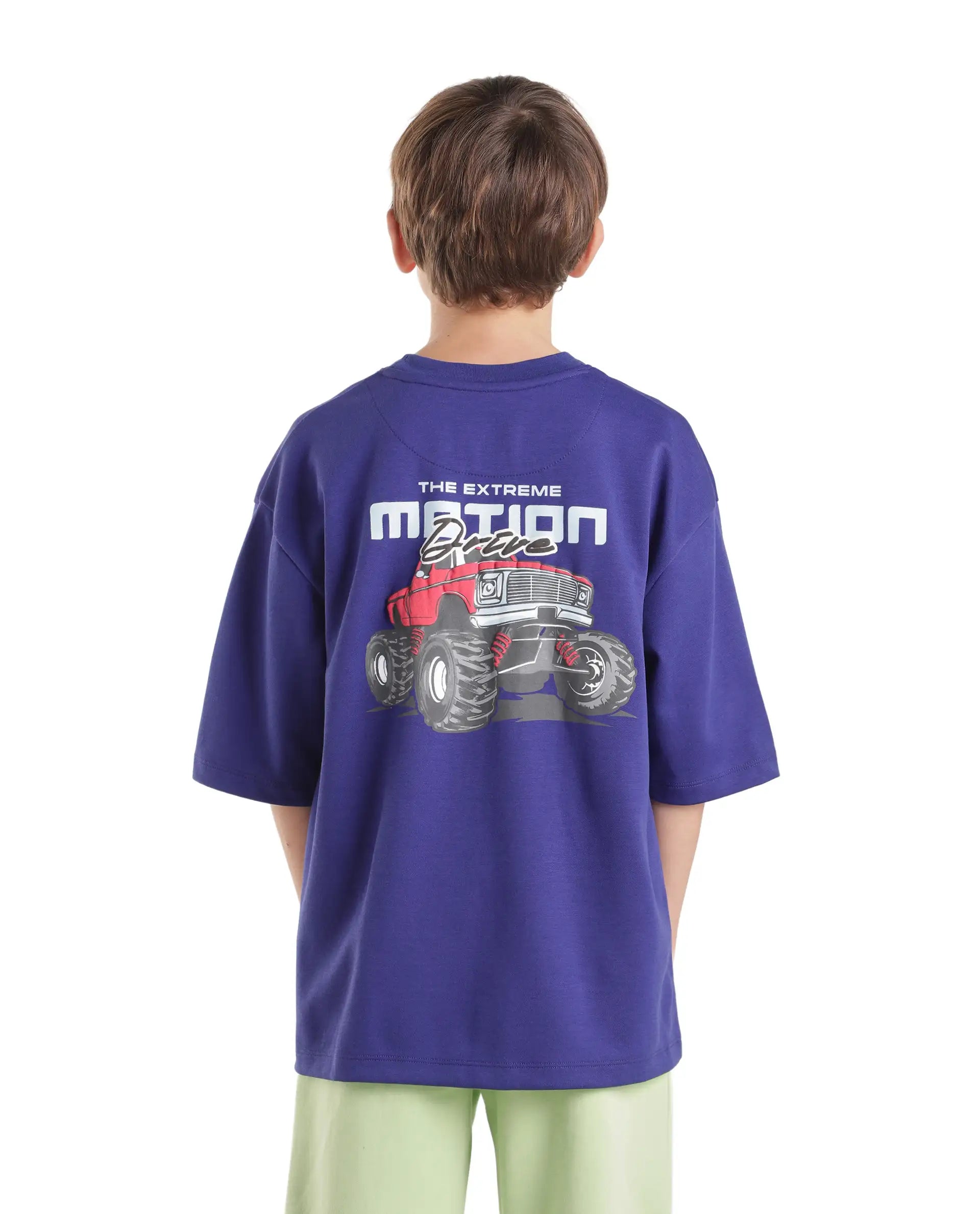 Rare Ones Kids Jamz Dark Purple Cotton Blend Fabric Pull-On Oversized Fit Graphic Print T-Shirt