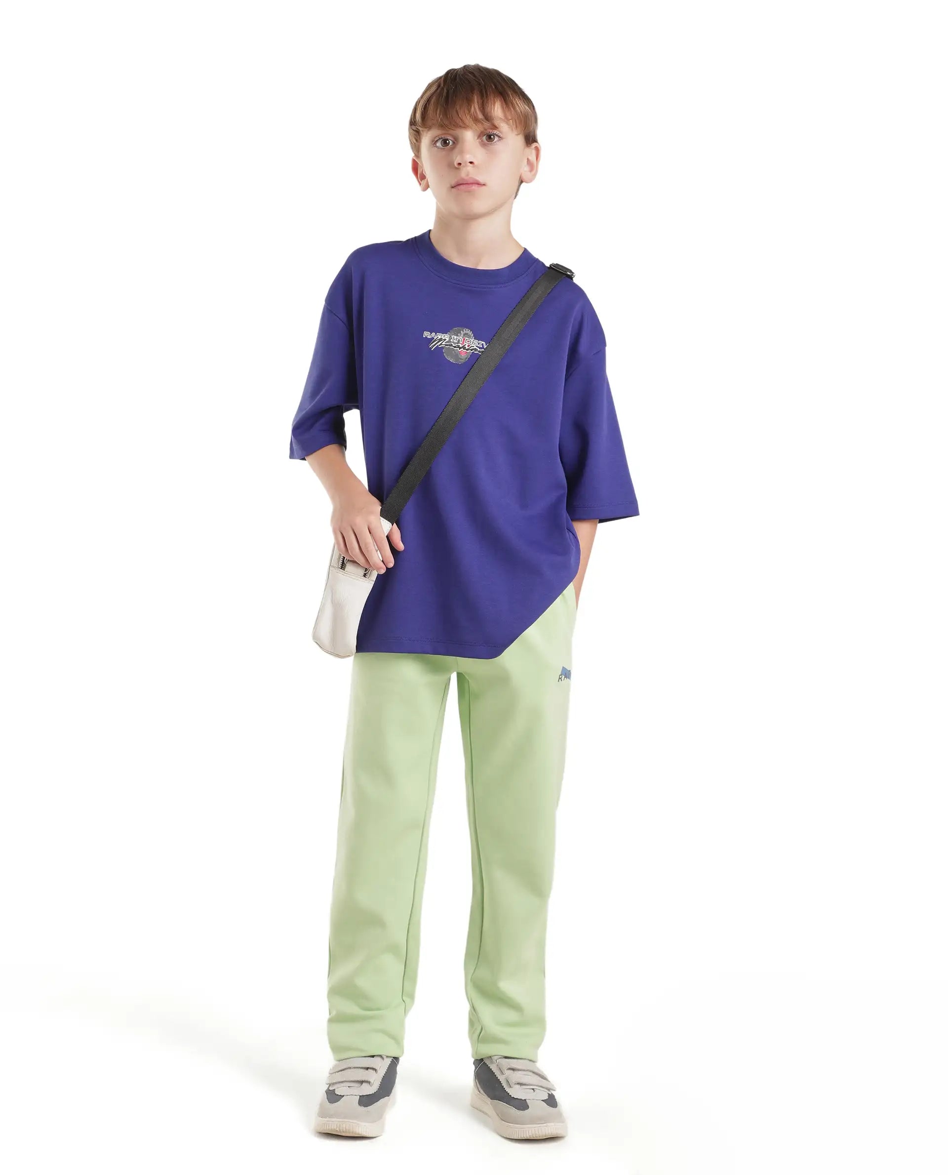 Rare Ones Kids Jamz Dark Purple Cotton Blend Fabric Pull-On Oversized Fit Graphic Print T-Shirt