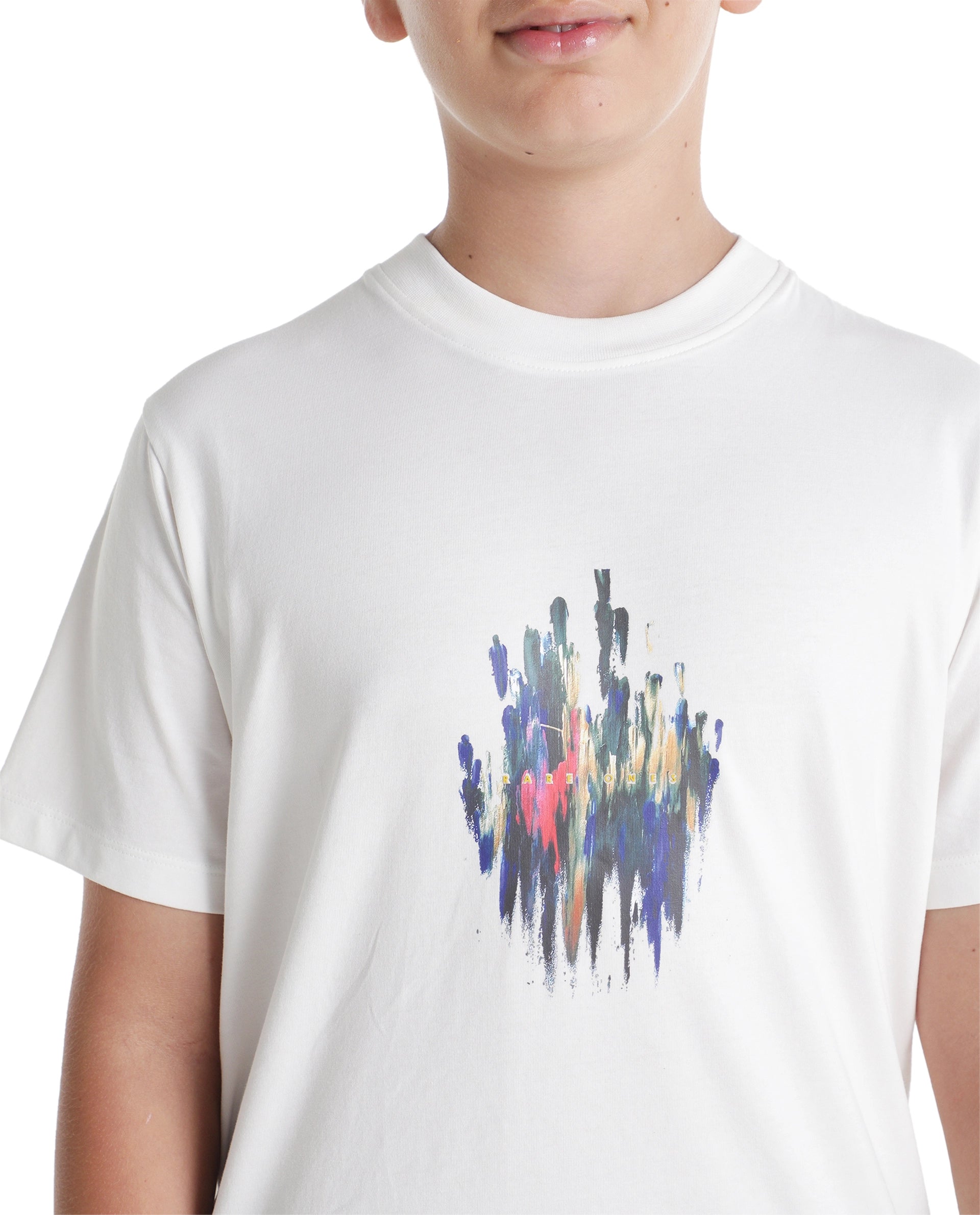 Rare Ones Kids Knight-k Off White Cotton Blend Fabric Pull-On Regular Fit Printed T-Shirt