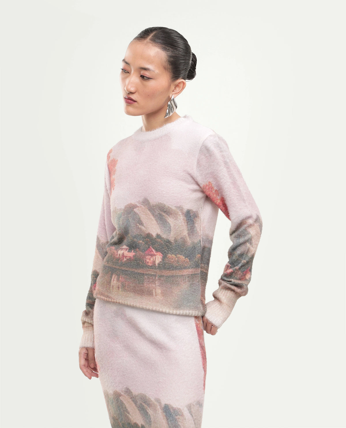 Rareism Women's Luro-T Dusky Multi Nylon Blend Pull-On Regular Fit Printed Sweater