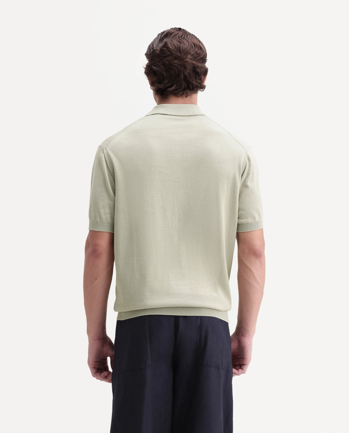 Rare Rabbit Men's Marti Dusky Green Cotton Spread Collar Regular Plain Polo