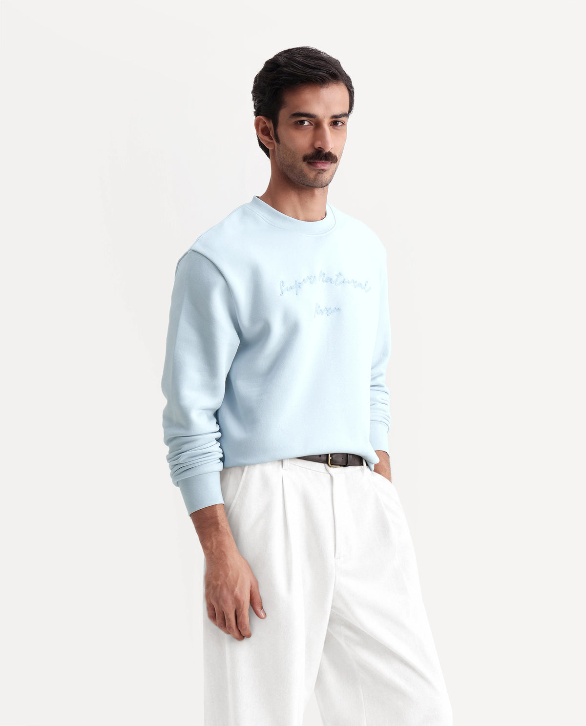 Rare Rabbit Men's Blino Light Blue Cotton Blend Crew Neck Regular Embroidered Sweatshirt - image 6