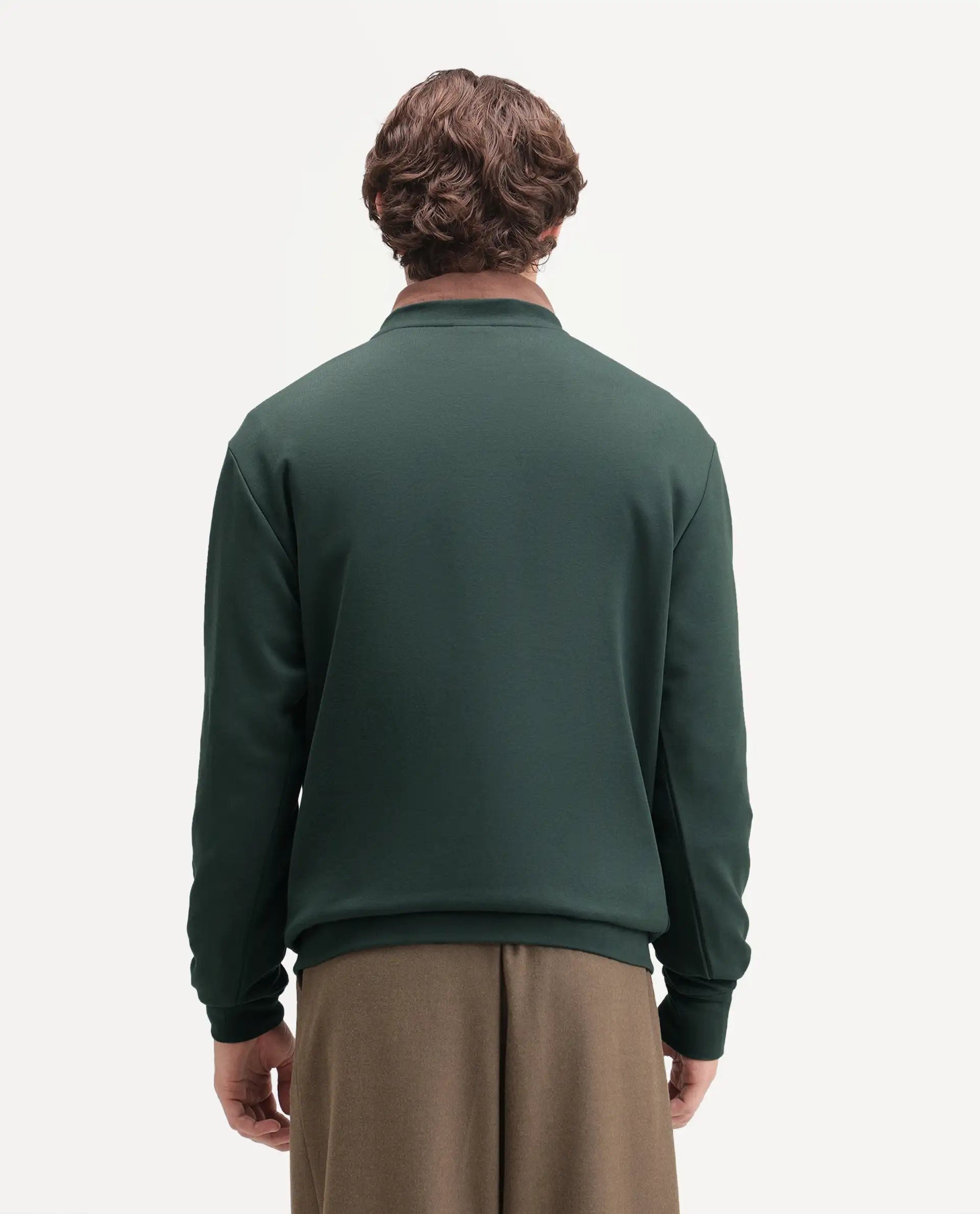 Rare Rabbit Men's Gian Dark Green Cotton Blend Crew Neck Regular Embroidered Sweatshirt