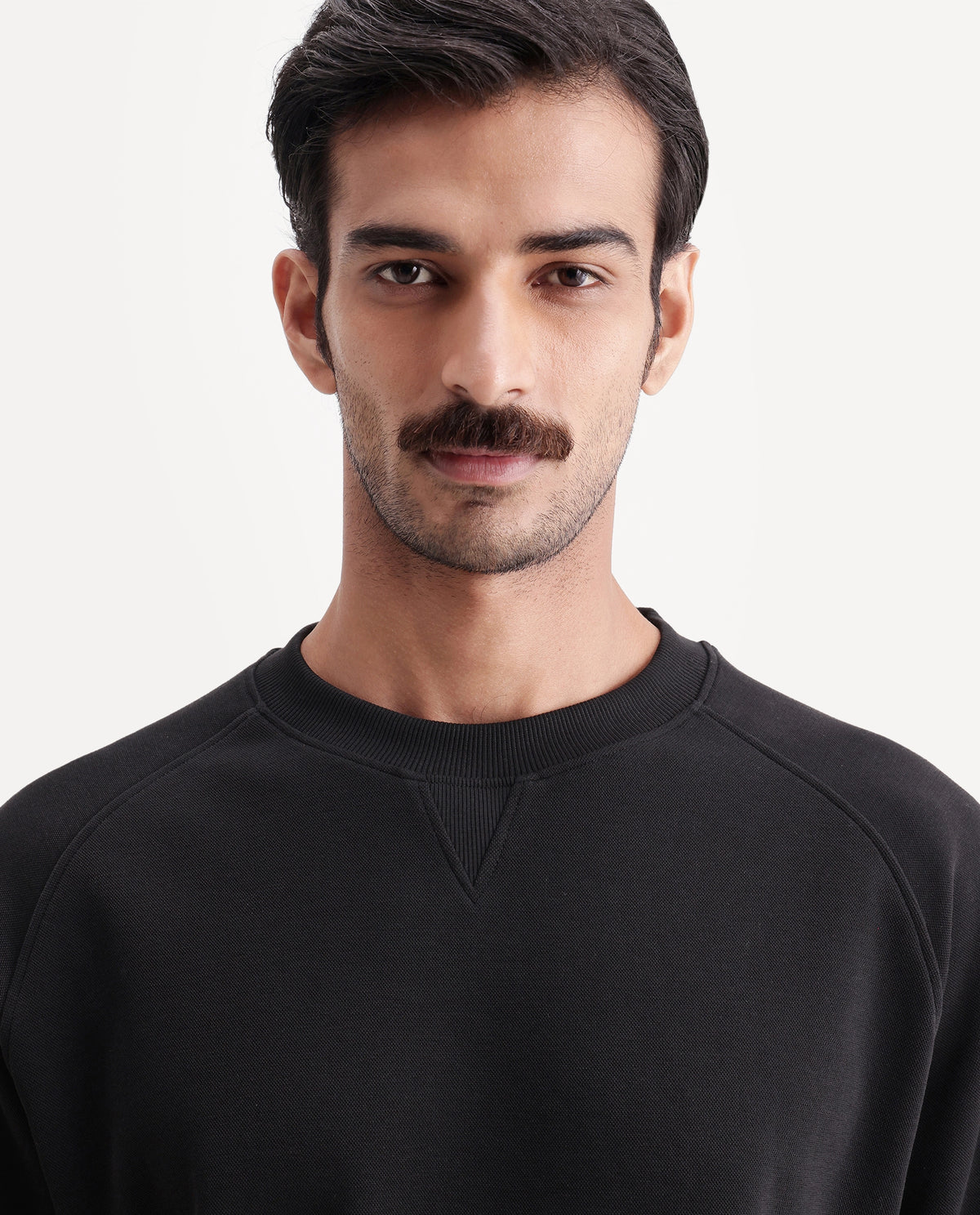 Rare Rabbit Men's Nabro Primary Black Cotton Blend Crew Neck Regular Plain Sweatshirt - image 3