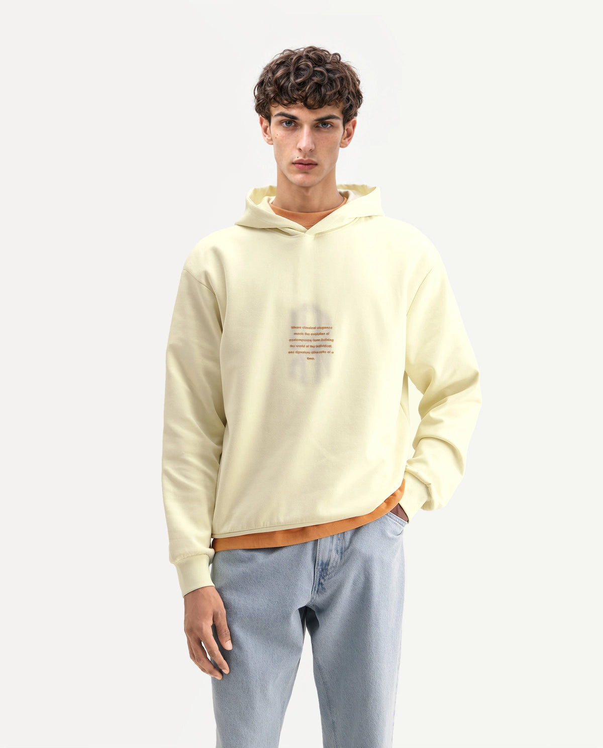 Rare Rabbit Men's Ble Light Yellow Cotton Blend Hooded Regular Graphic Print Sweatshirt - image 4