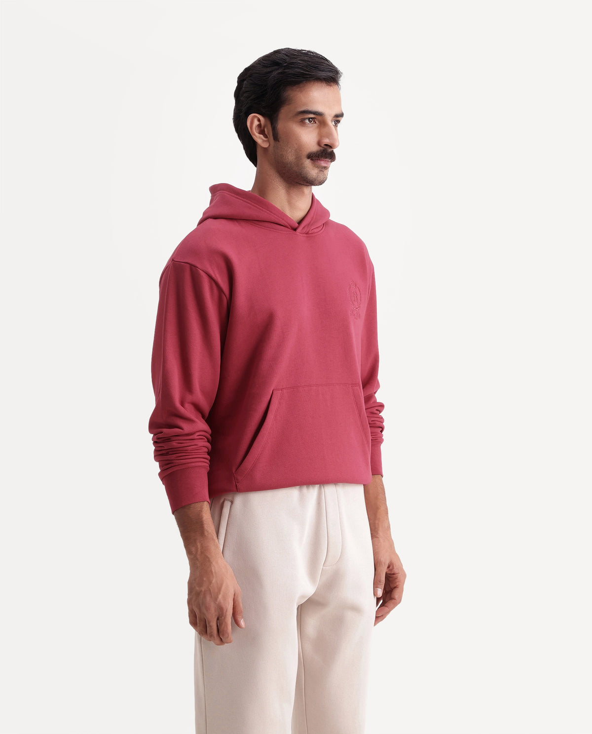 Rare Rabbit Men's Zario Red Cotton Blend Hooded Regular Embroidered Sweatshirt - image 5