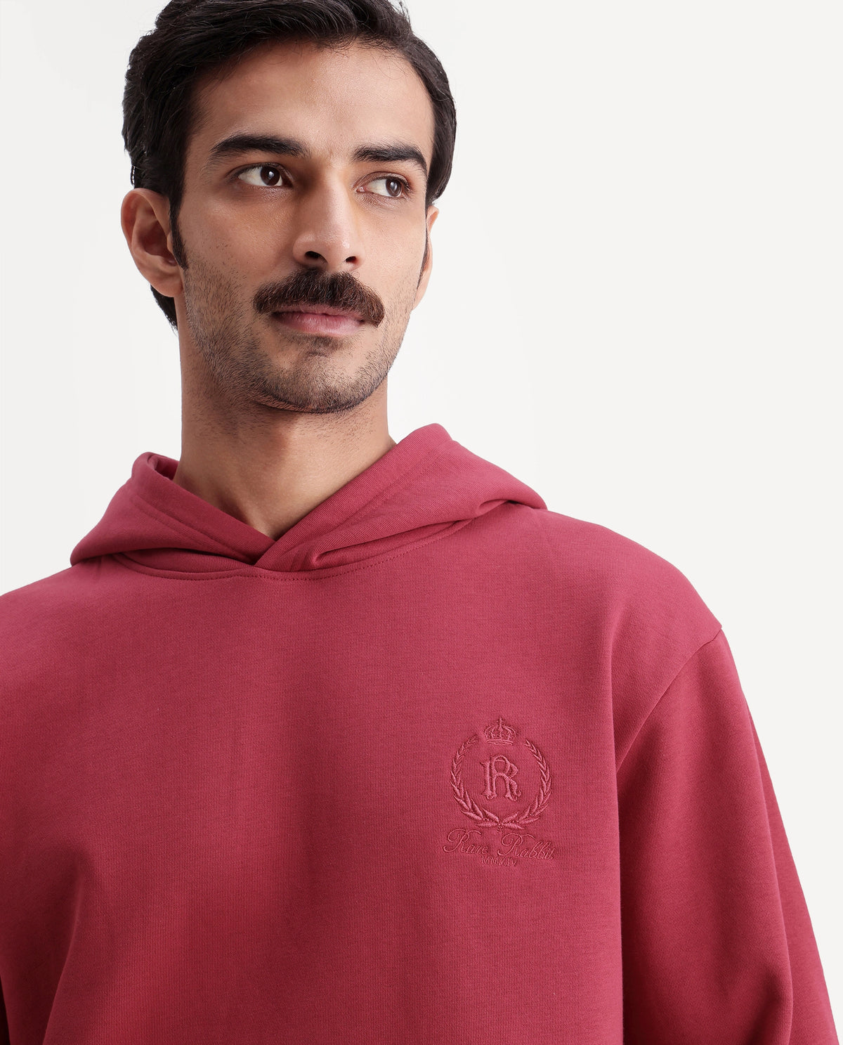 Rare Rabbit Men's Zario Red Cotton Blend Hooded Regular Embroidered Sweatshirt - image 3
