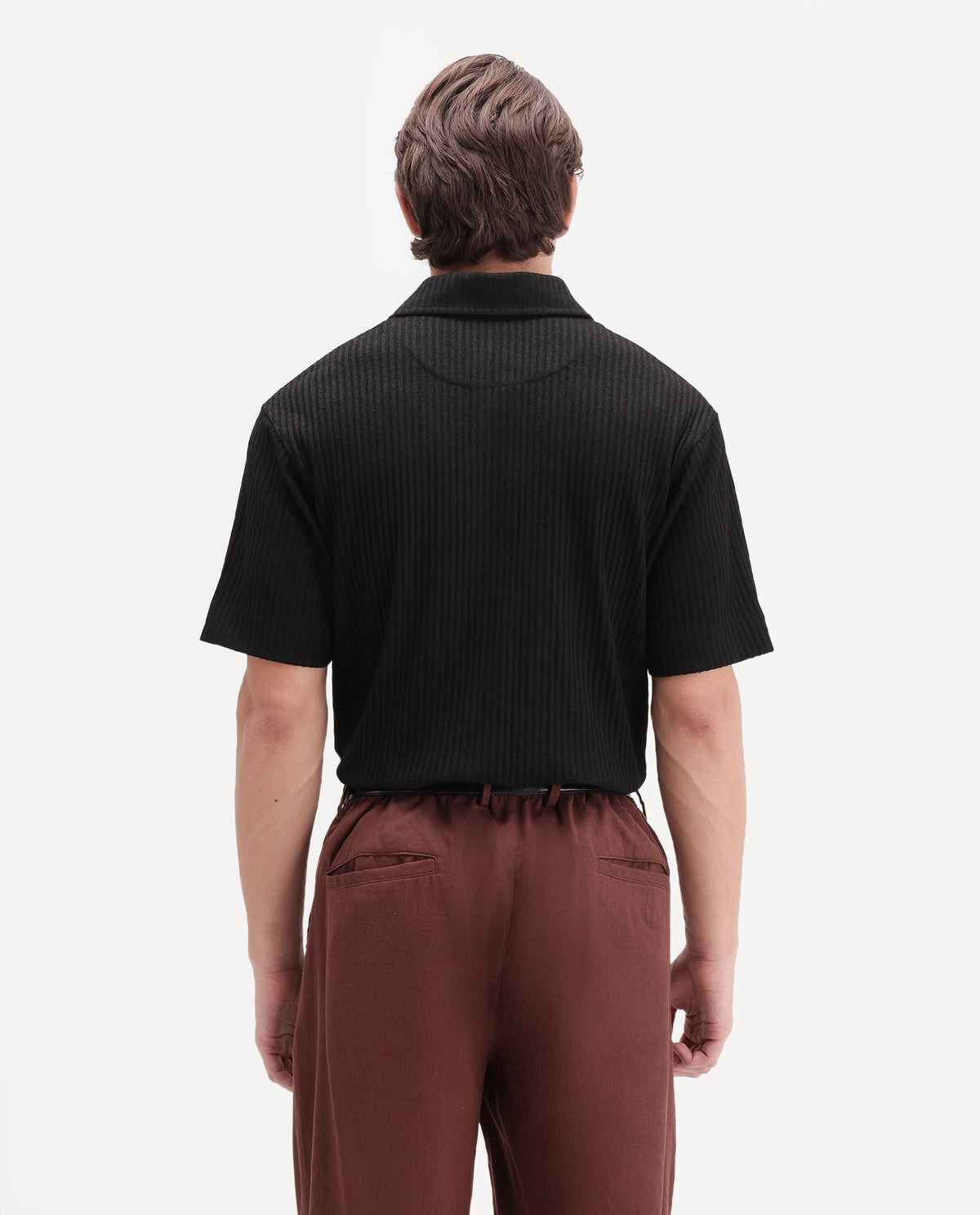 Rare Rabbit Men's Hexx Primary Black Cotton Blend Spread Collar Regular Plain Polo
