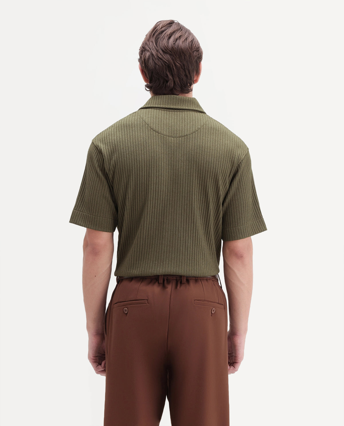 Rare Rabbit Men's Hexx Primary Olive Cotton Blend Spread Collar Regular Plain Polo