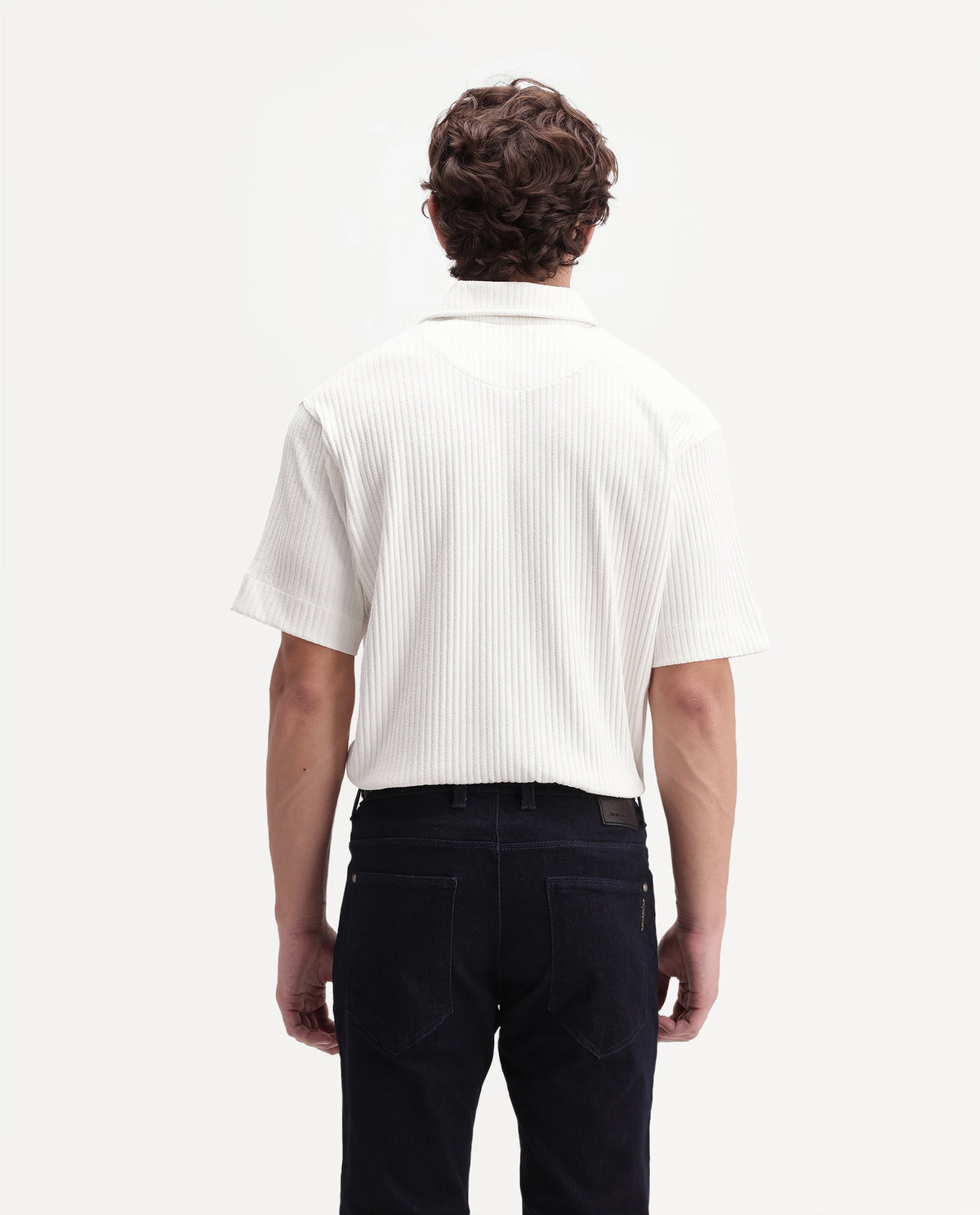 Rare Rabbit Men's Hexx Primary White Cotton Blend Spread Collar Regular Plain Polo