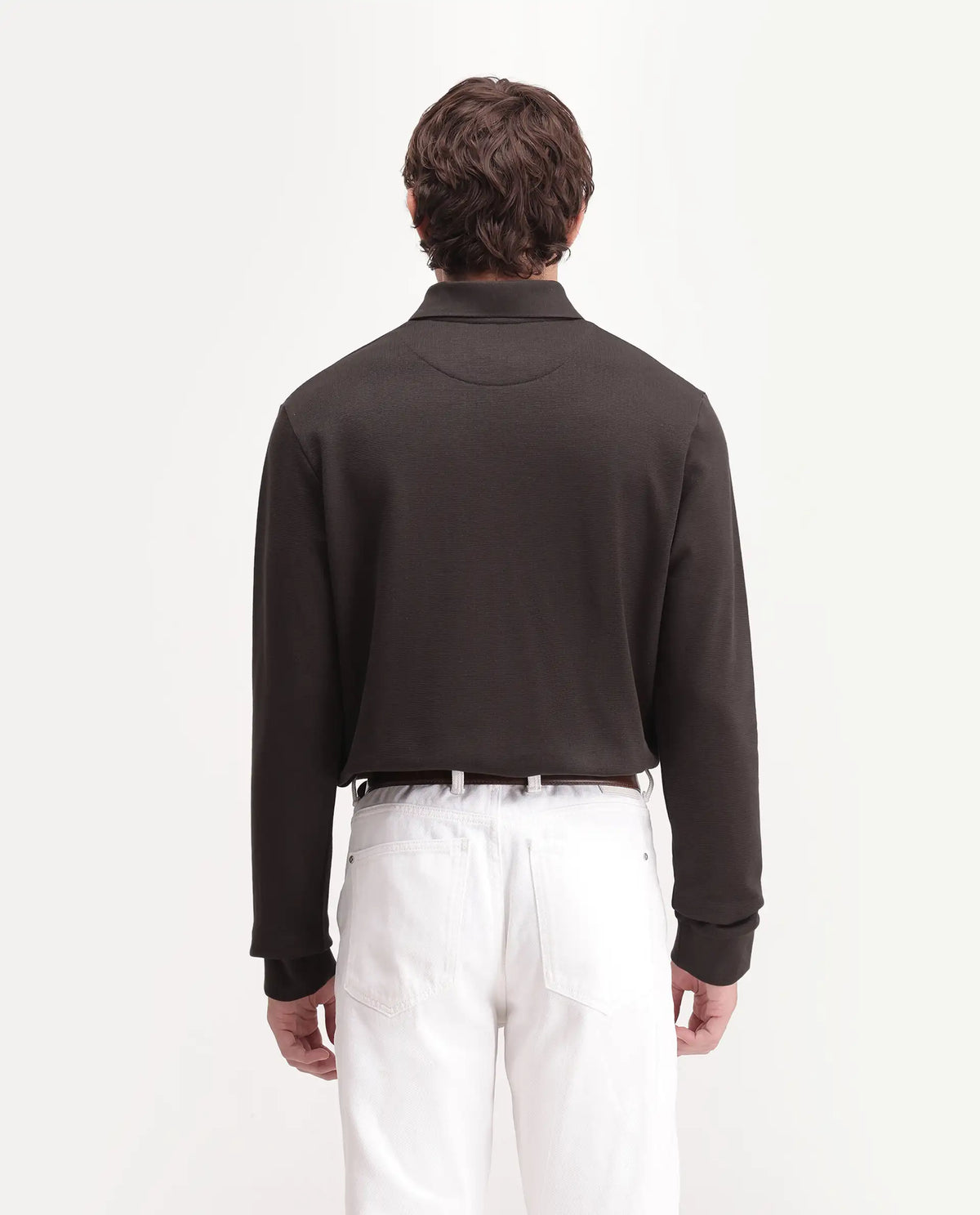 Rare Rabbit Men's Niue Dark Brown Cotton Blend Spread Collar Regular Plain Polo