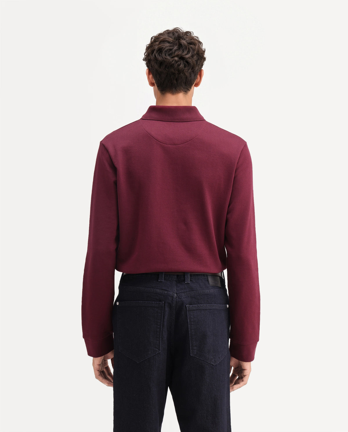 Rare Rabbit Men's Niue Dark Maroon Cotton Blend Spread Collar Regular Plain Polo