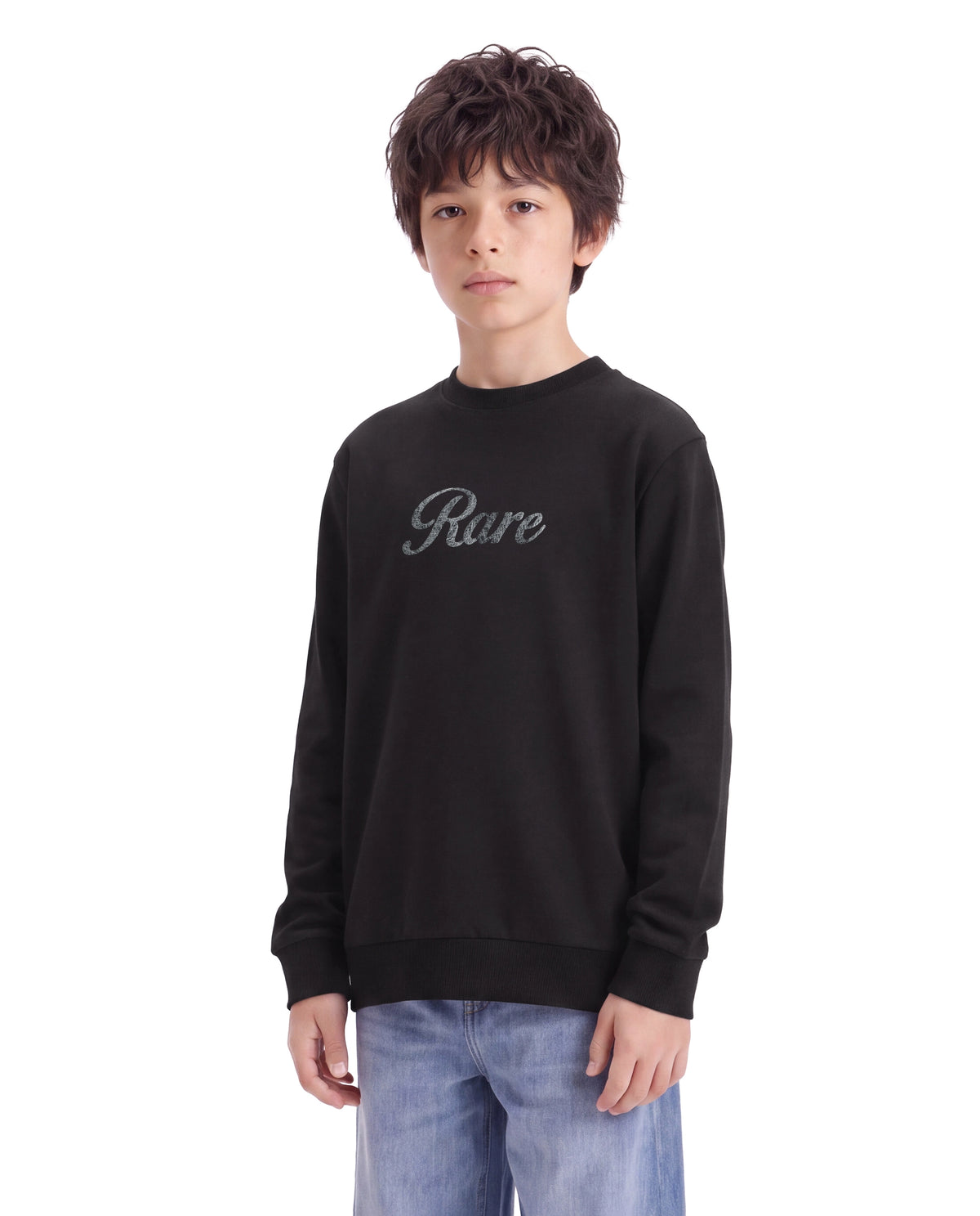 Rare Ones Kids Hank Black Cotton Blend Fabric Pull-On Regular Fit Embroidered T-Shirt