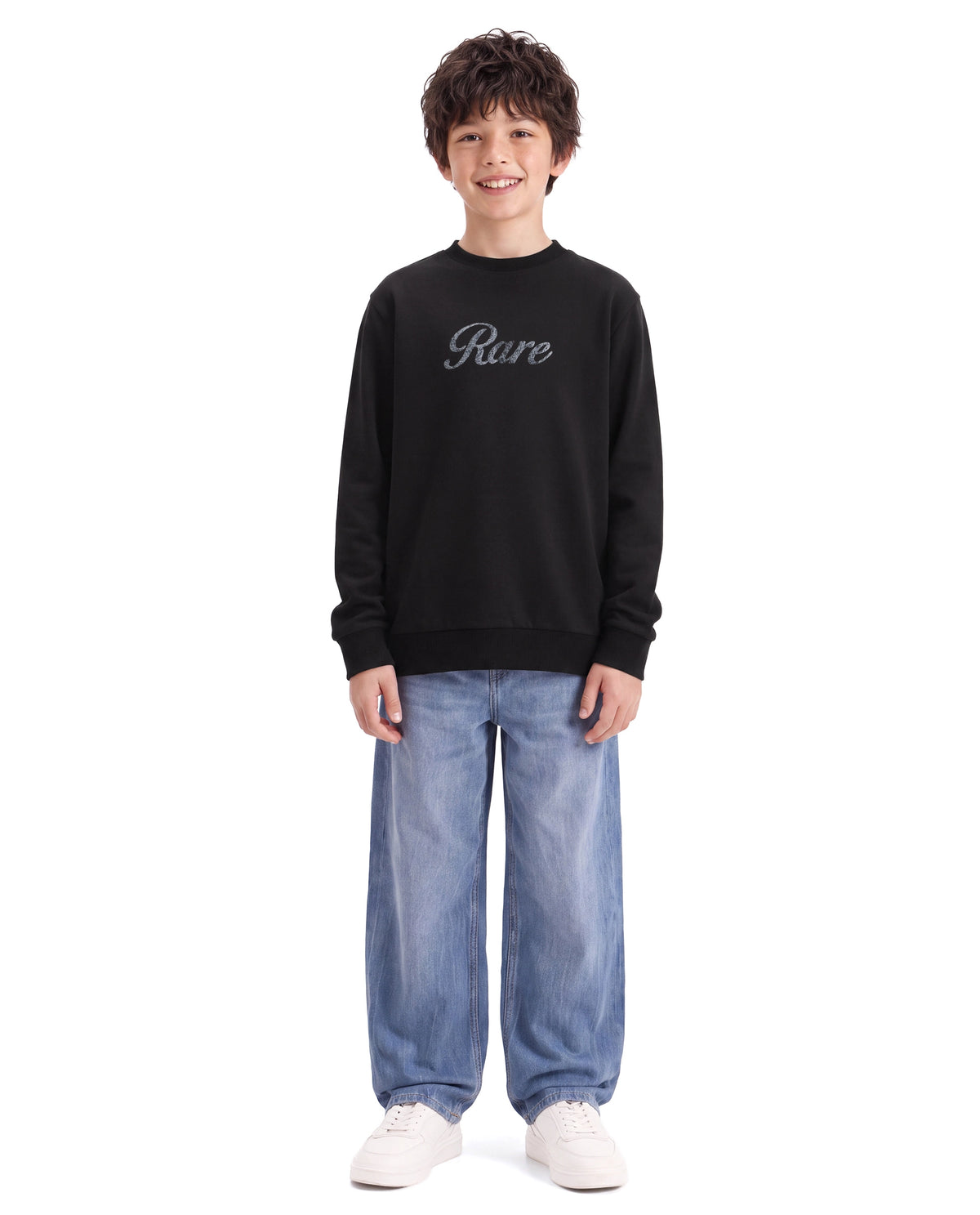 Rare Ones Kids Hank Black Cotton Blend Fabric Pull-On Regular Fit Embroidered T-Shirt