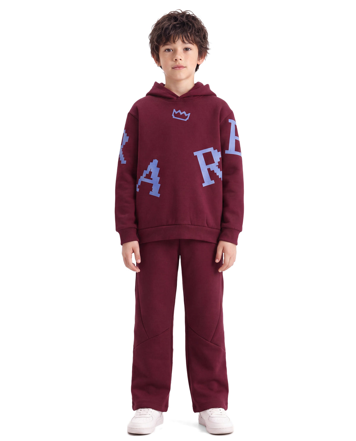 Rare Ones Kids Placo-B Maroon Cotton Blend Fabric Drawstring Closure Jogger Fit Plain Track Pant