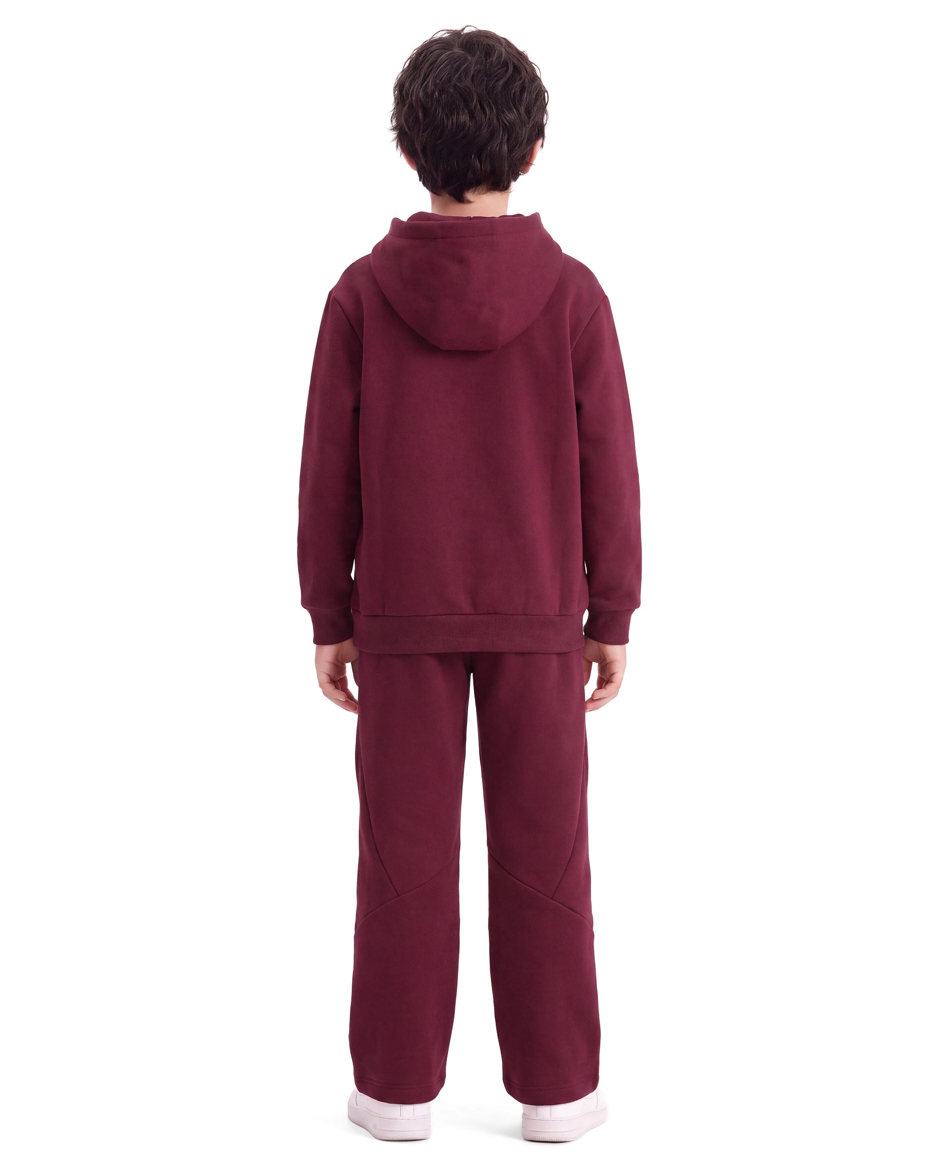 Rare Ones Kids Placo-B Maroon Cotton Blend Fabric Drawstring Closure Jogger Fit Plain Track Pant