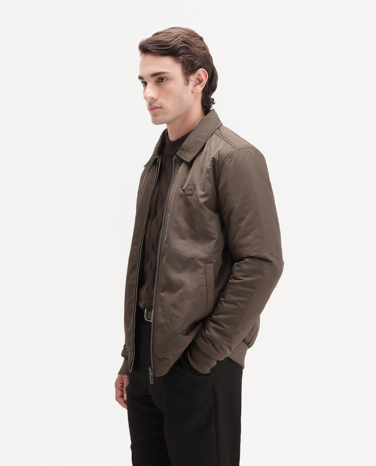 Rare Rabbit Men's Roy Primary Brown Polyester High Neck Regular Plain Jacket