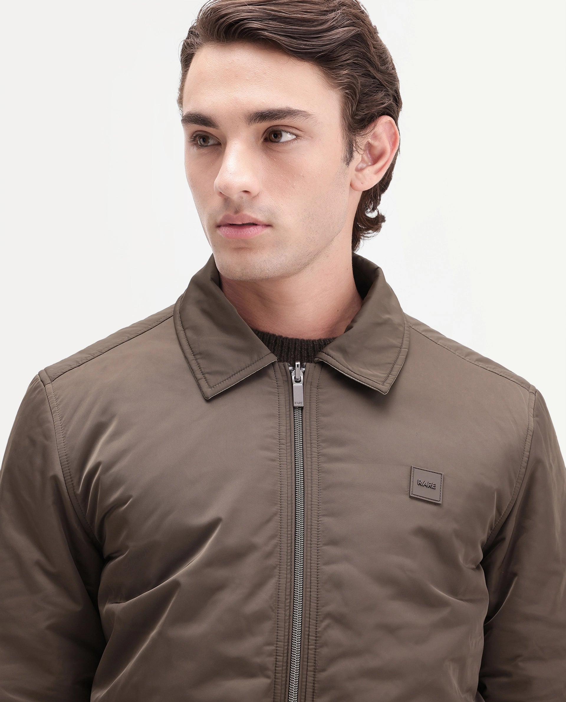 Rare Rabbit Men's Roy Primary Brown Polyester High Neck Regular Plain Jacket