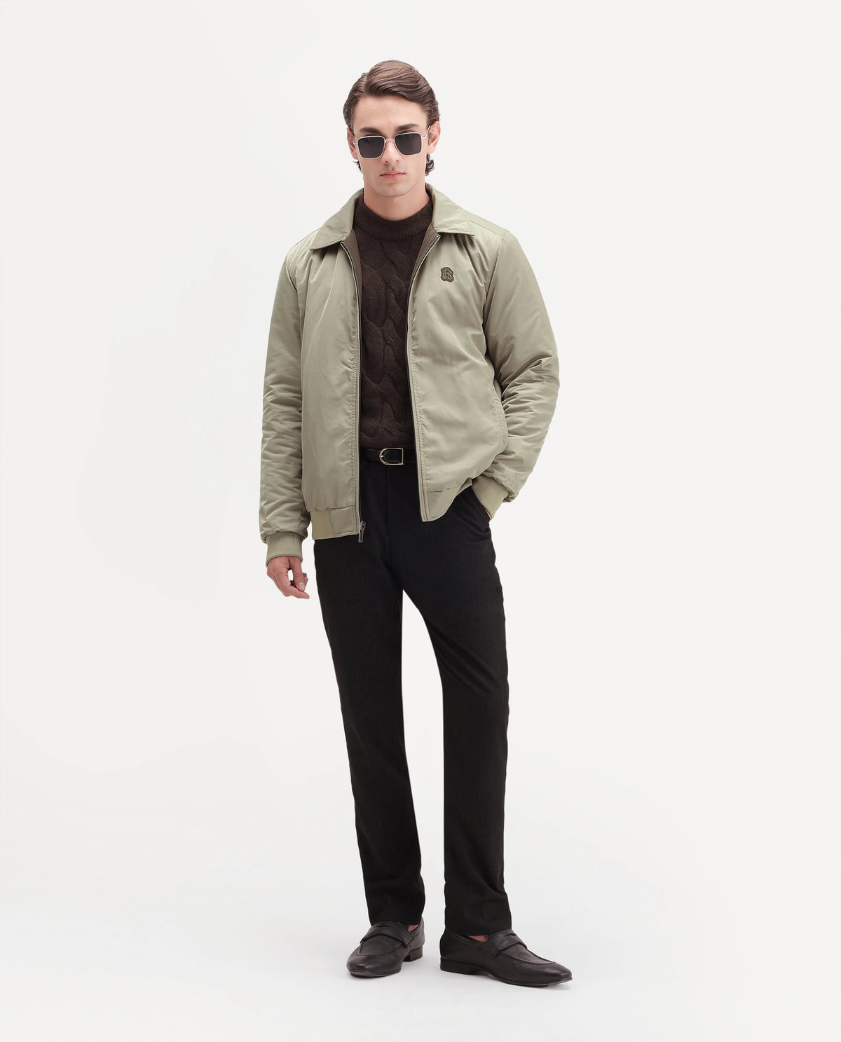 Rare Rabbit Men's Roy Primary Brown Polyester High Neck Regular Plain Jacket