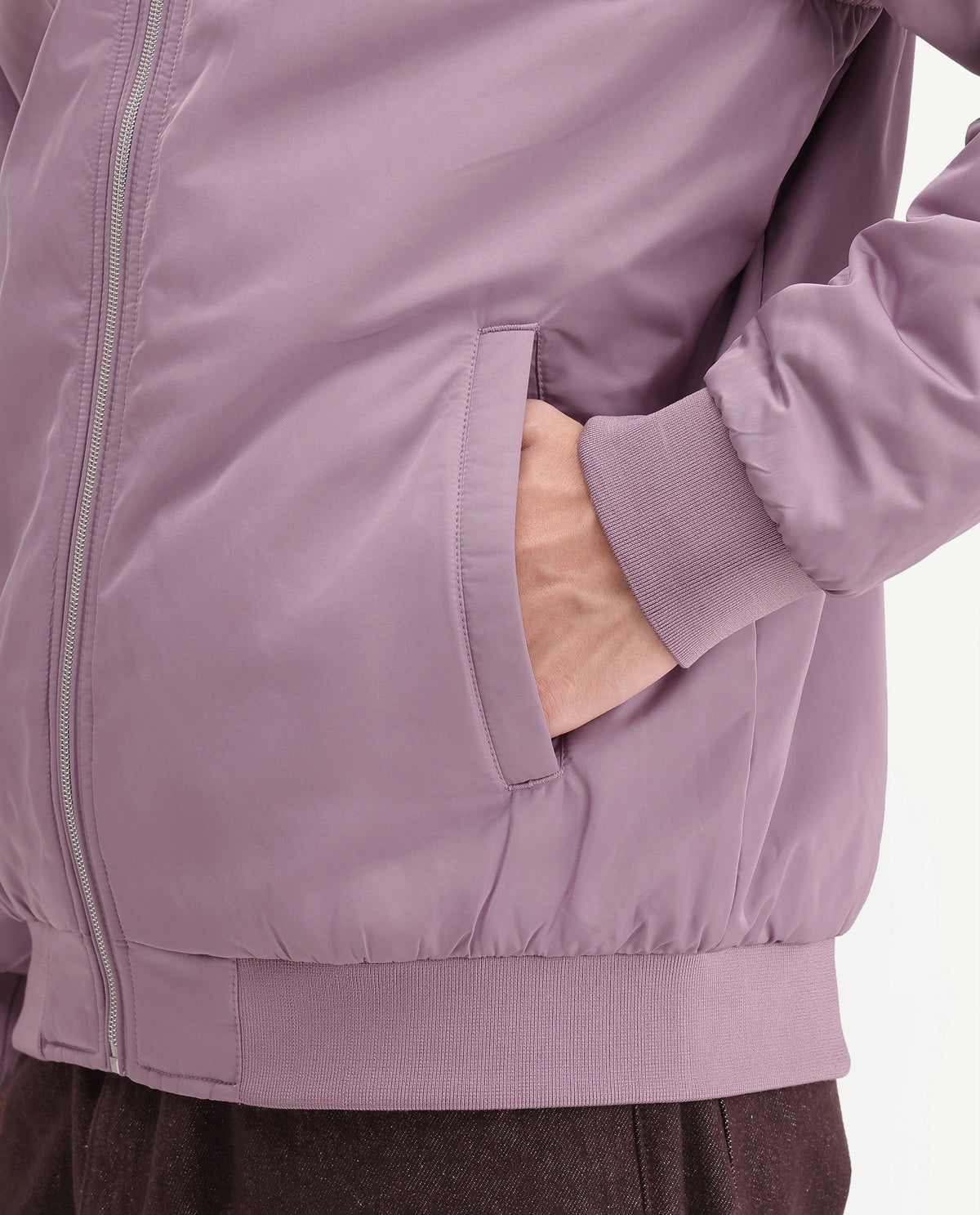 Rare Rabbit Men's Roy Dusky Purple Polyester High Neck Regular Plain Jacket