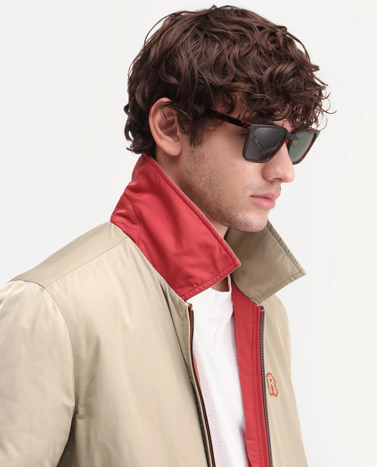 Rare Rabbit Men's Roy Dark Red Polyester High Neck Regular Plain Jacket