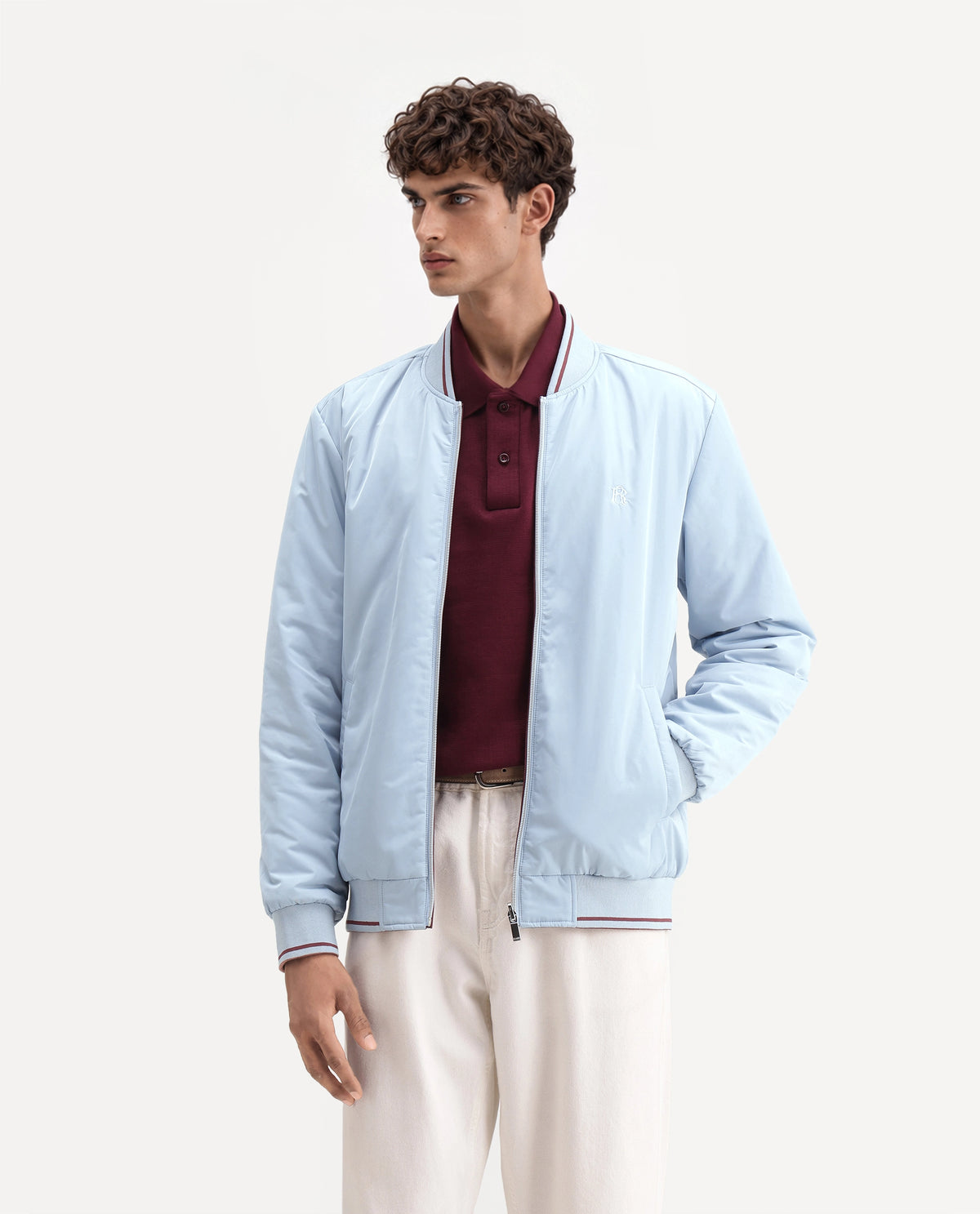 Rare Rabbit Men's Ban Primary Blue Polyester High Neck Regular Plain Jacket