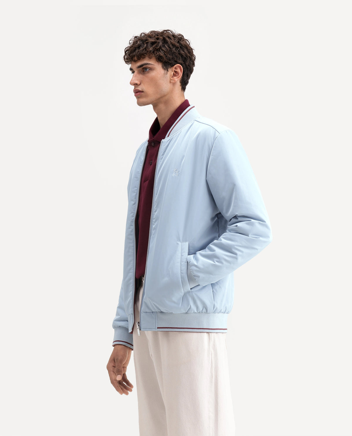 Rare Rabbit Men's Ban Primary Blue Polyester High Neck Regular Plain Jacket