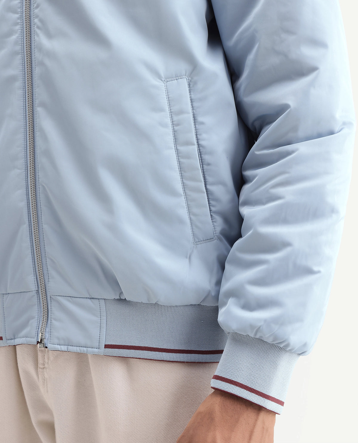 Rare Rabbit Men's Ban Primary Blue Polyester High Neck Regular Plain Jacket