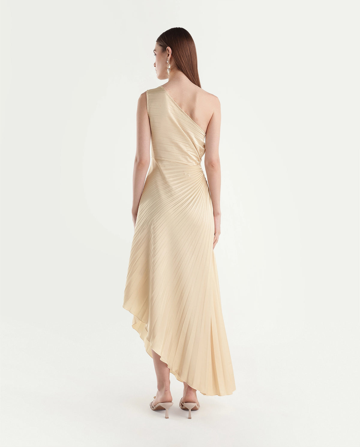 Rareism Women's Pichina Light Gold Polyester Flared Dress - image 6
