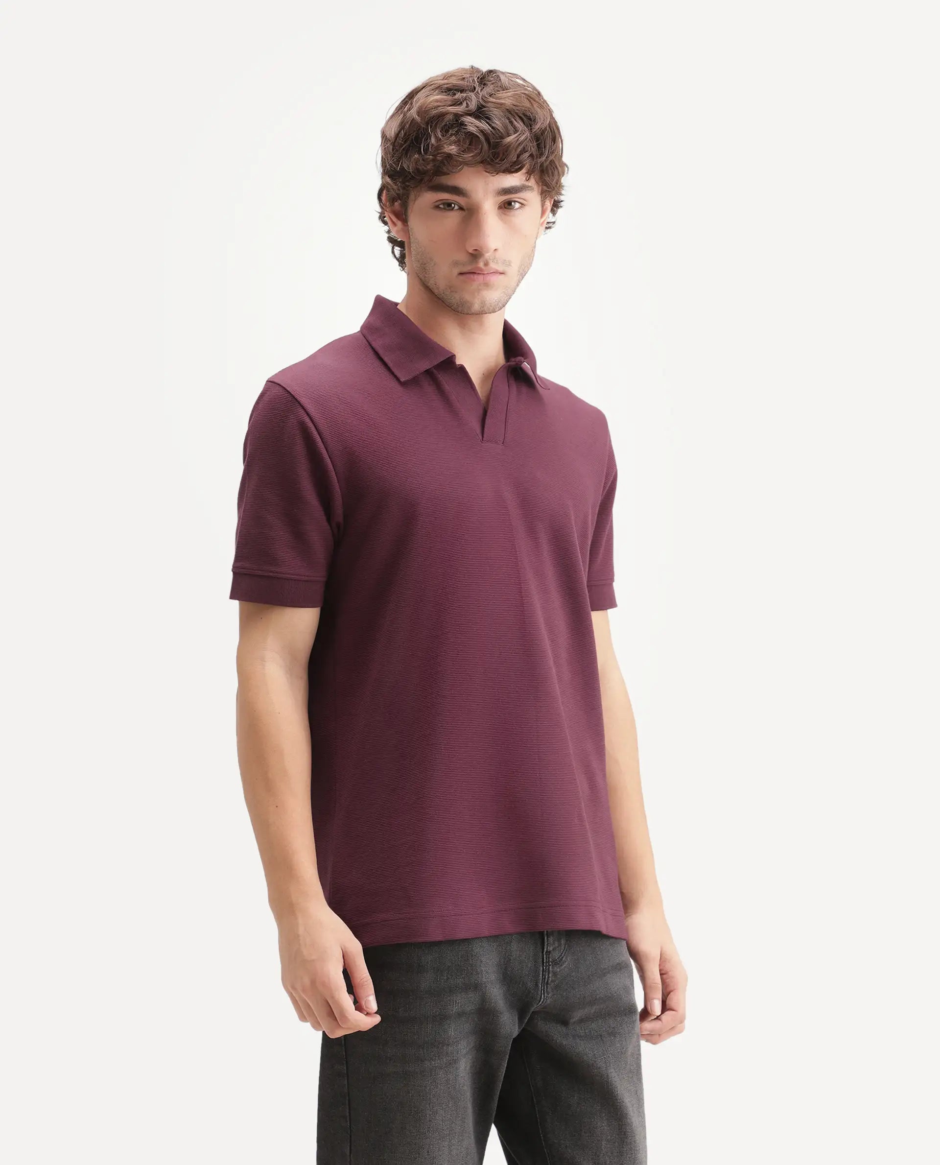 Rare Rabbit Men's Claws Primary Red Cotton Blend Jonny Collar Regular Plain Polo