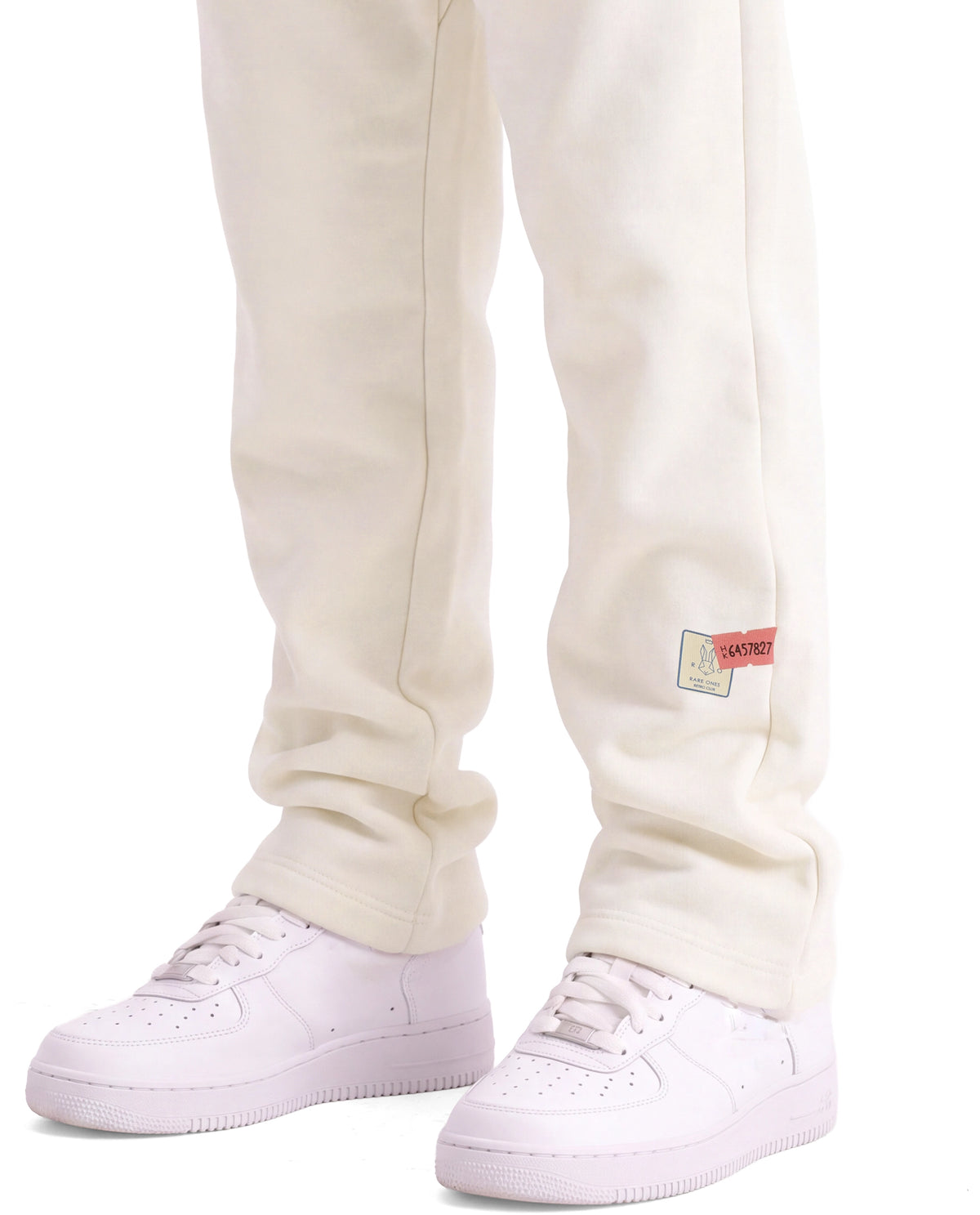 Rare Ones Kids Silo-B Off White Cotton Blend Fabric Drawstring Closure Jogger Fit Sticker Print Track Pant
