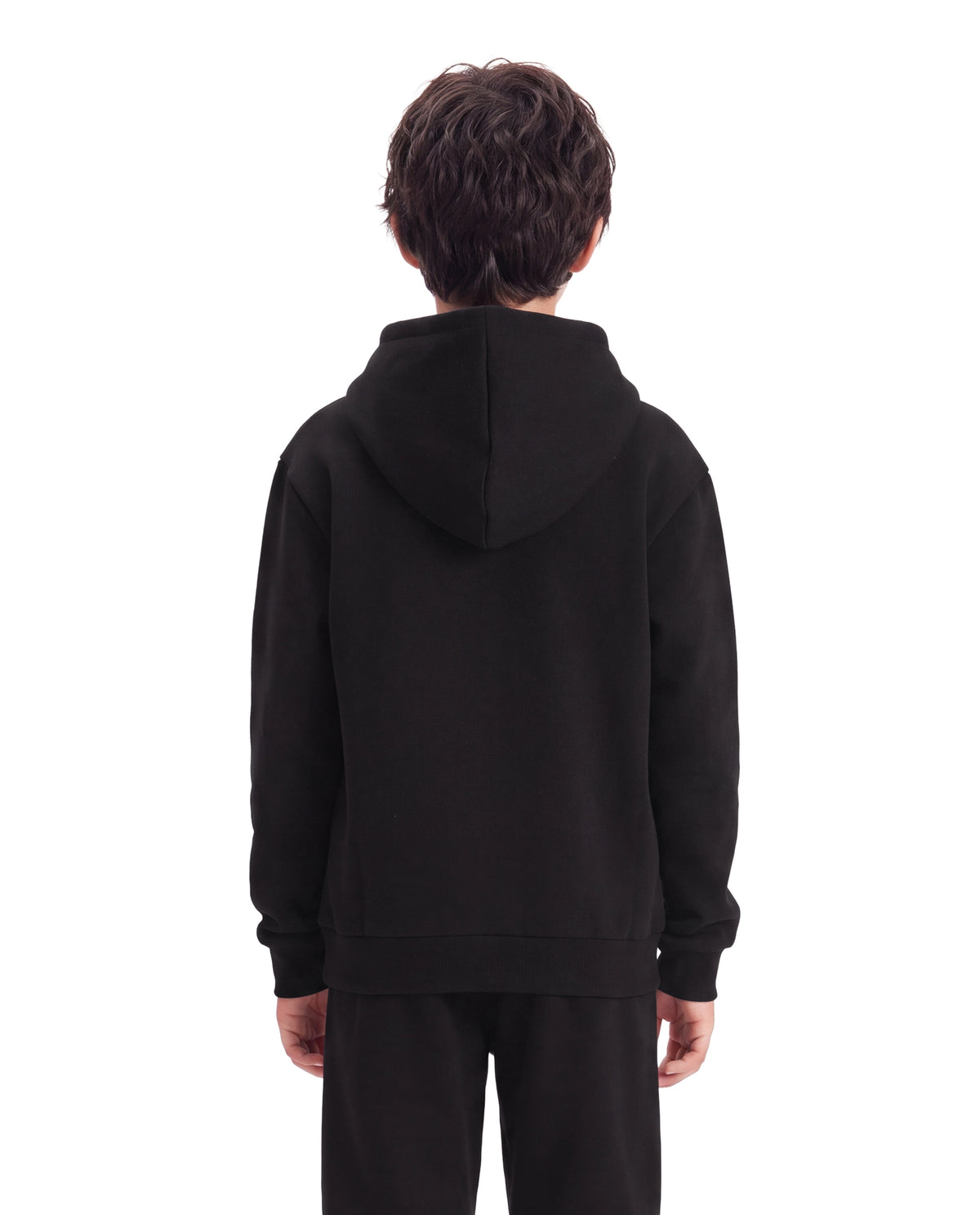 Rare Ones Kids Blane Black Cotton Blend Fabric Hooded Pull-On Closure Oversized Fit Flock Print Sweatshirt
