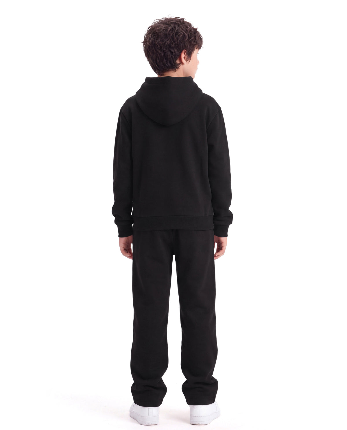Rare Ones Kids Blane-B Black Cotton Blend Fabric Drawstring Closure Straight Fit Flock Print Track Pant