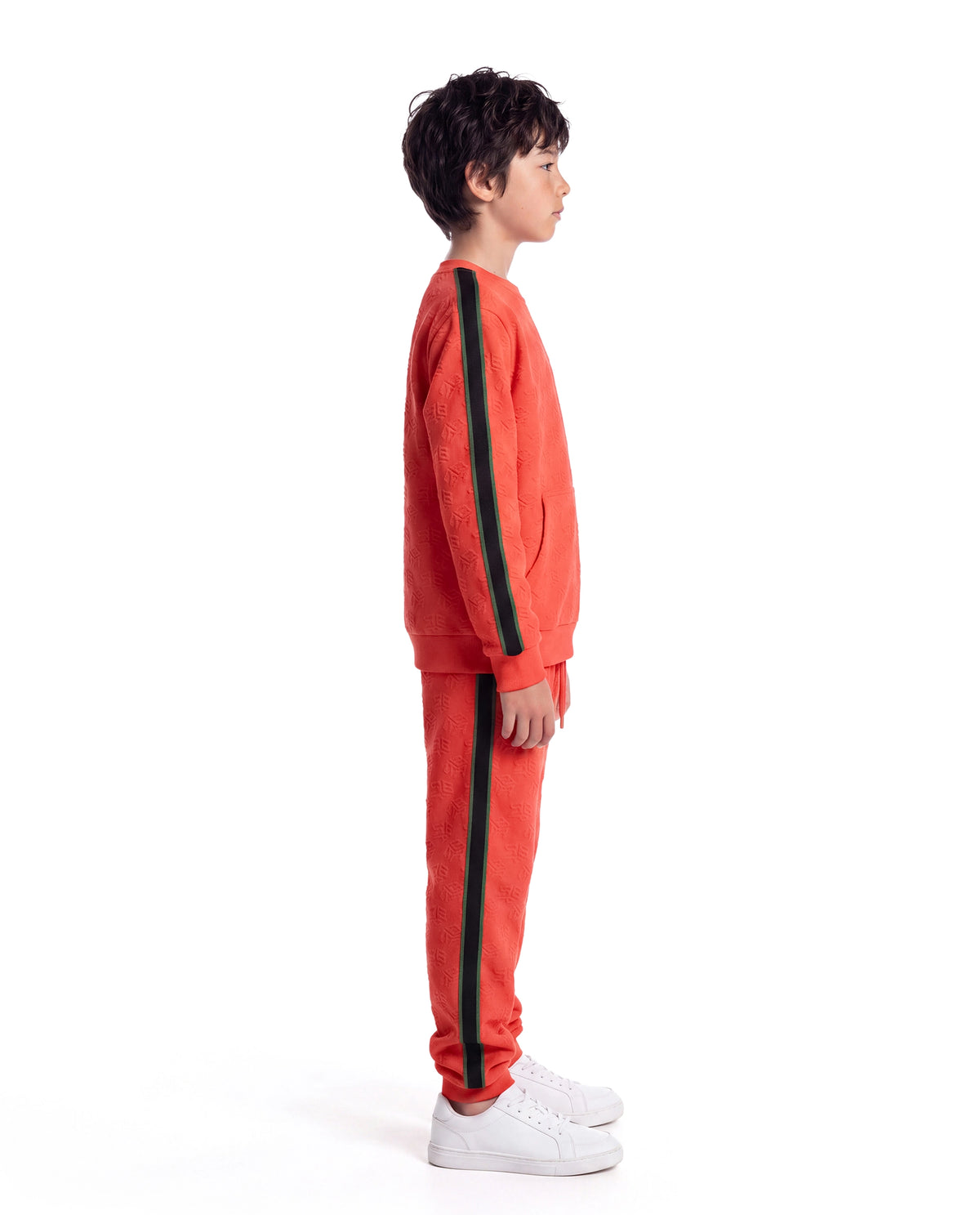 Rare Ones Kids Ziona-B Orange Cotton Blend Fabric Drawstring Closure Jogger Fit Jacquard Track Pant