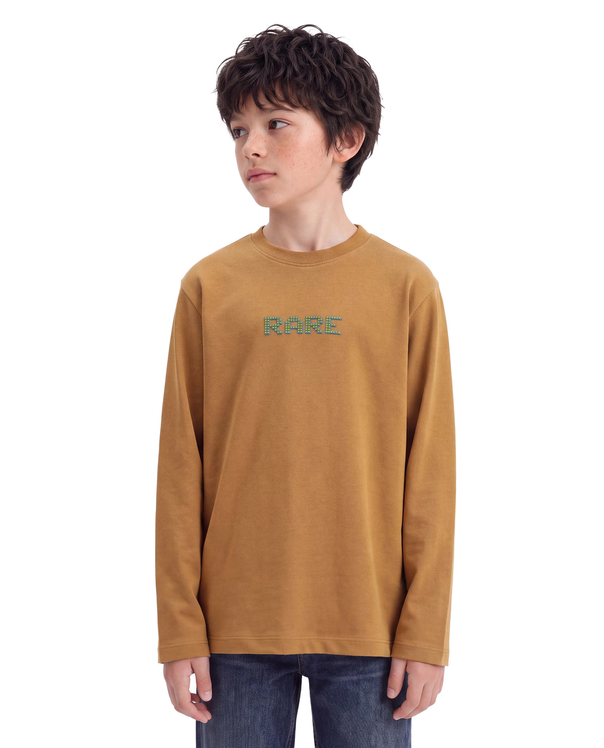 Rare Ones Kids Seth Mustard Cotton Blend Fabric Pull-On Regular Fit Graphic Print T-Shirt