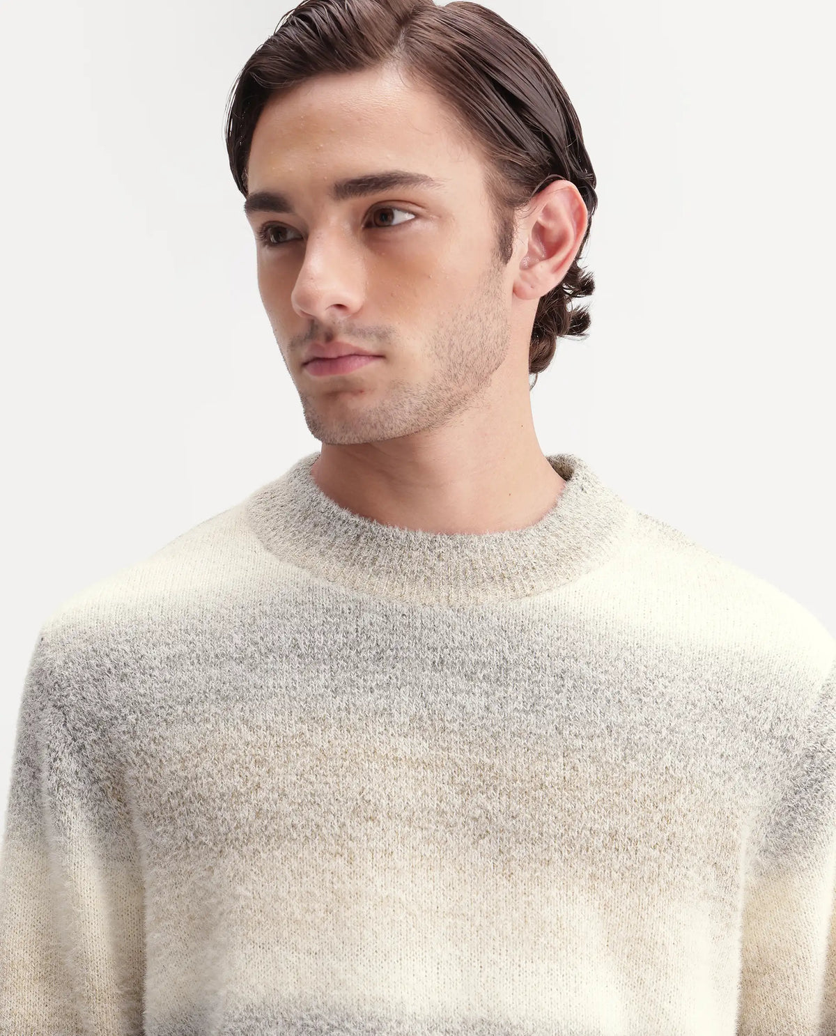 Rare Rabbit Men's Ross Light Grey Acrylic Crew Neck Regular Fit Jacquard Sweater - image 2