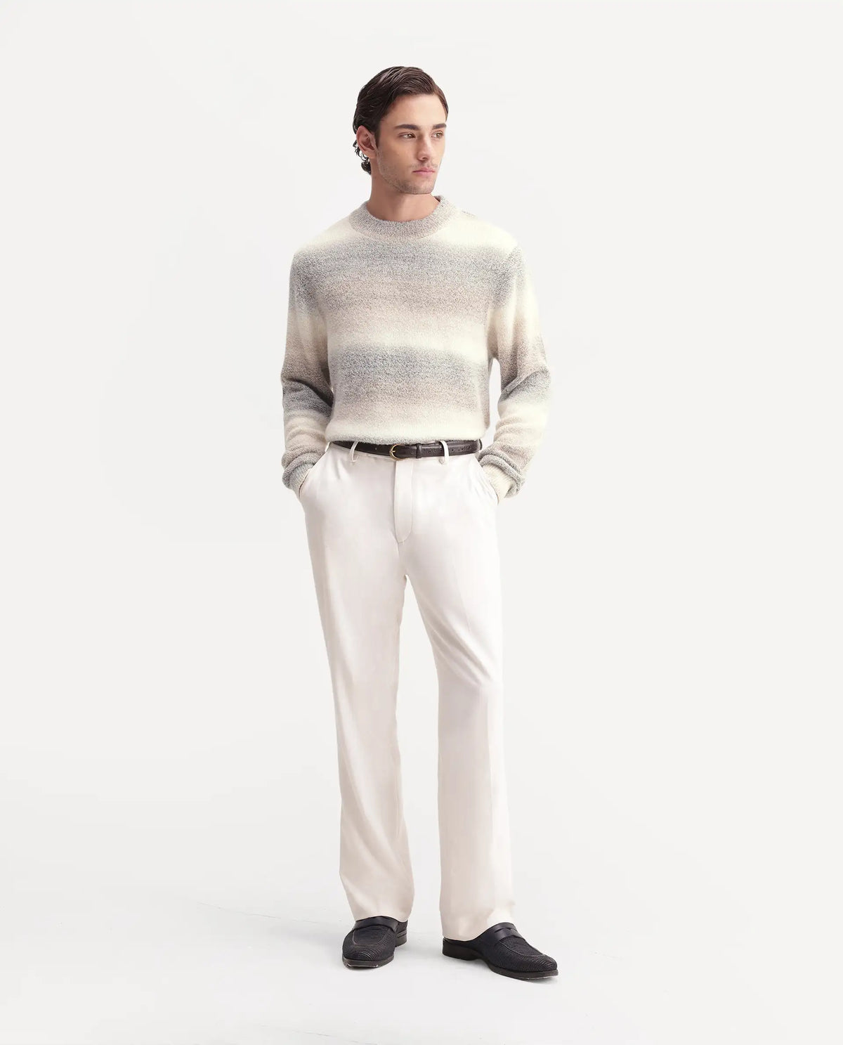 Rare Rabbit Men's Ross Light Grey Acrylic Crew Neck Regular Fit Jacquard Sweater - image 5