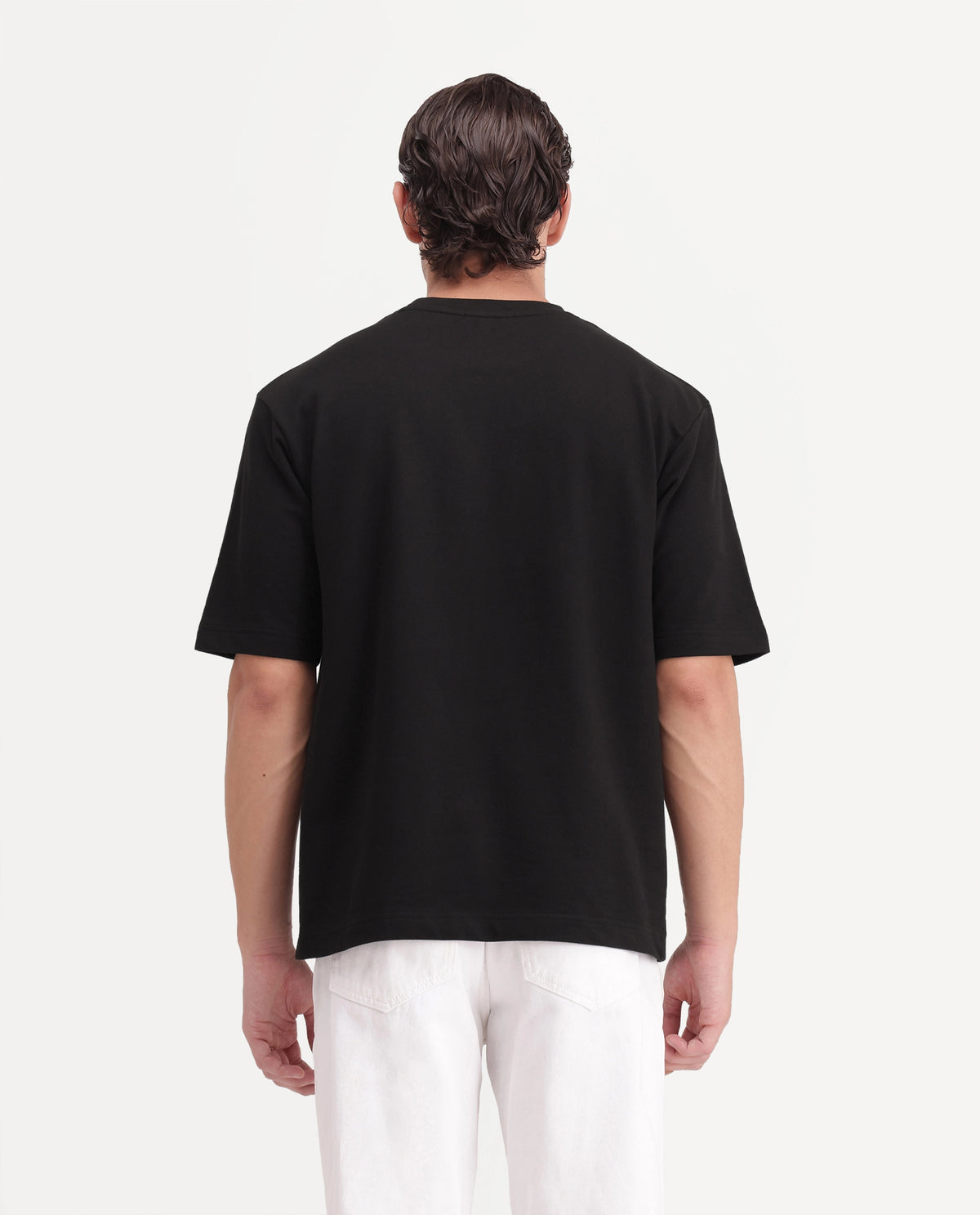Rare Rabbit Men's Chios Black Cotton Crew Neck Relaxed Graphic Print T-Shirt