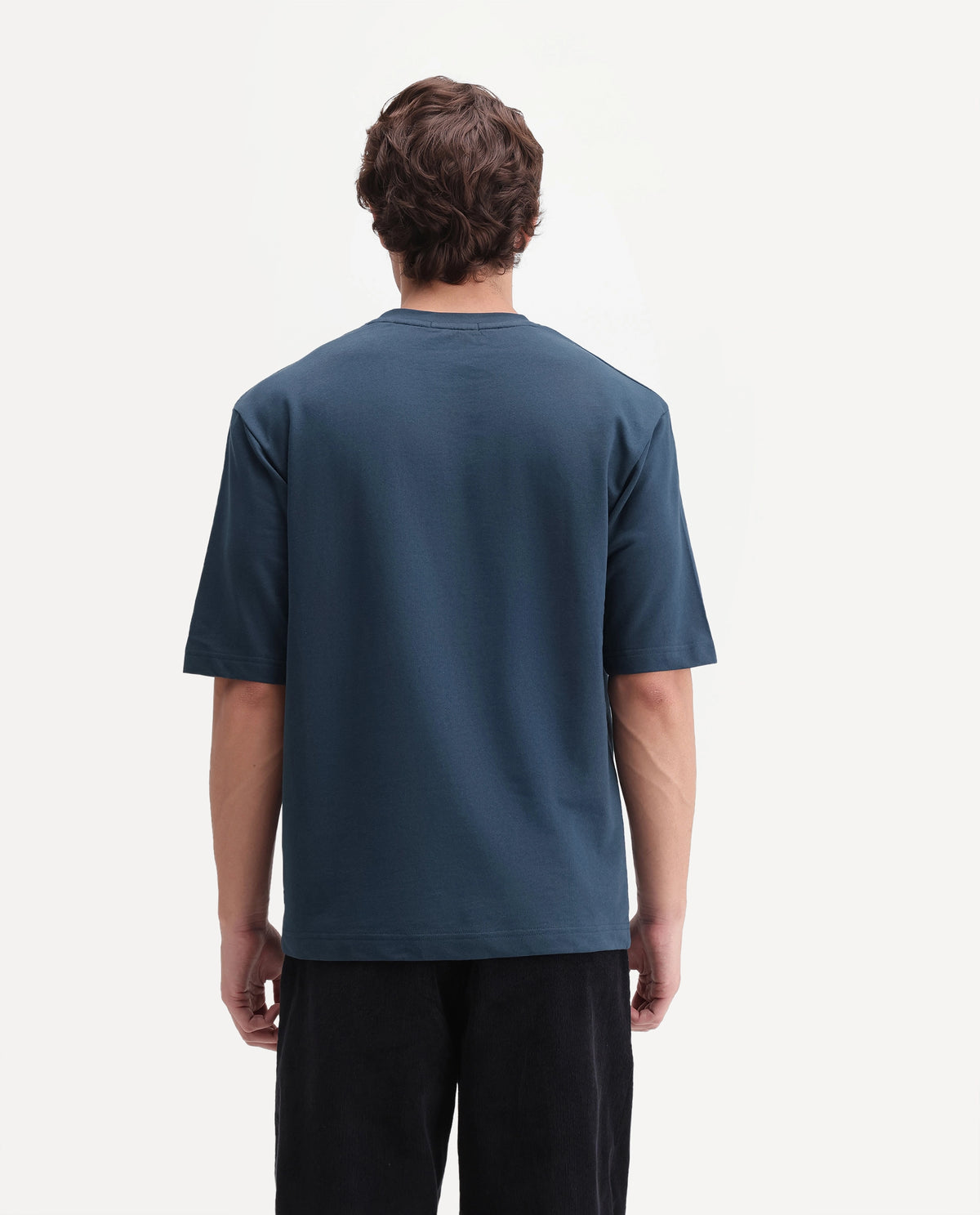 Rare Rabbit Men's Lykos Dark Teal Cotton Crew Neck Relaxed Graphic Print T-Shirt