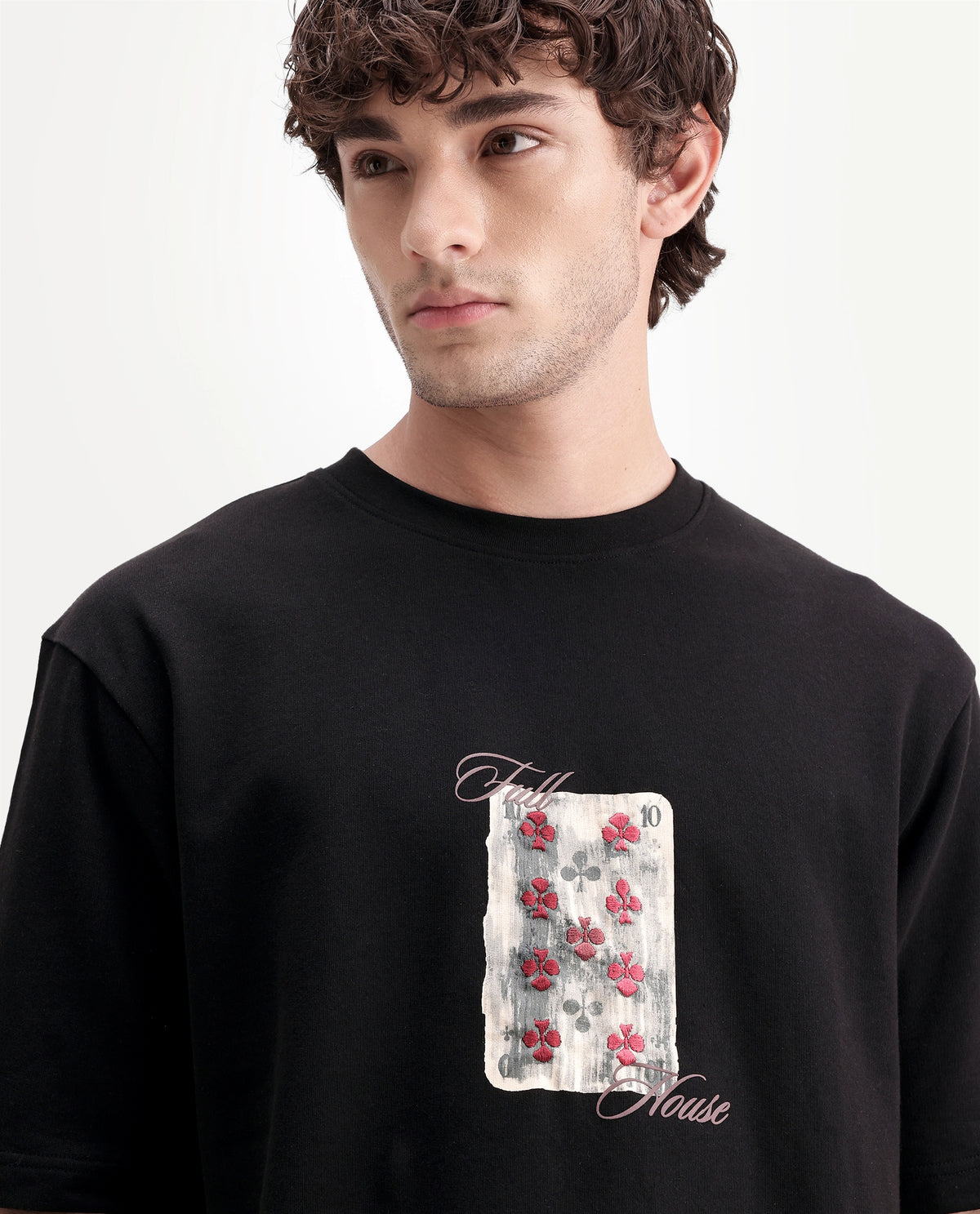 Rare Rabbit Men's Vage Black Cotton Crew Neck Relaxed Graphic Print T-Shirt