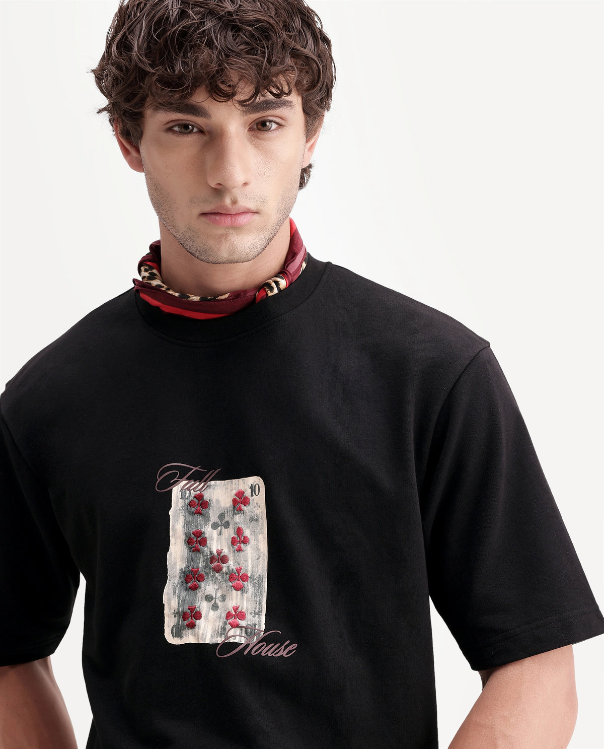 Rare Rabbit Men's Vage Black Cotton Crew Neck Relaxed Graphic Print T-Shirt