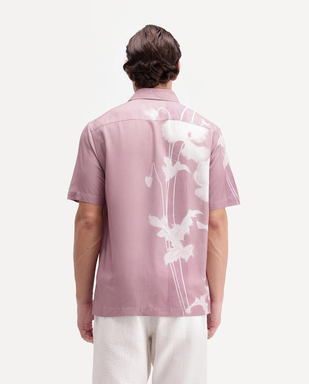 Rare Rabbit Men's Groti Dusky Pink Viscose Blend Floral Print Relaxed Fit Half Sleeve Collared Shirt